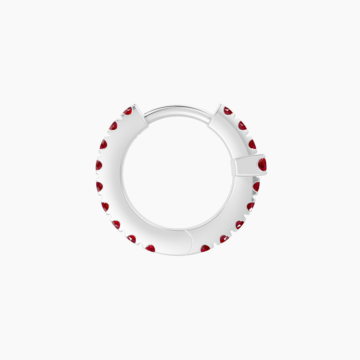 Hecate | 18k White Gold 6.5 mm Cross Ruby Hoop Piercing