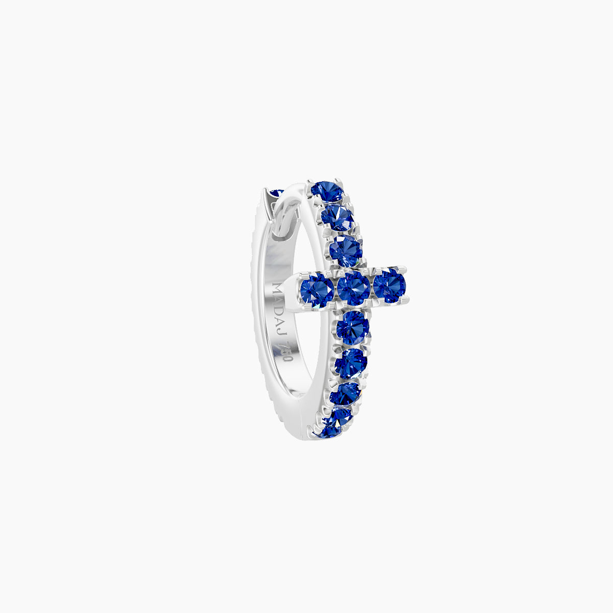 Hecate | 18k White Gold 6.5 mm Cross Sapphire Hoop Piercing