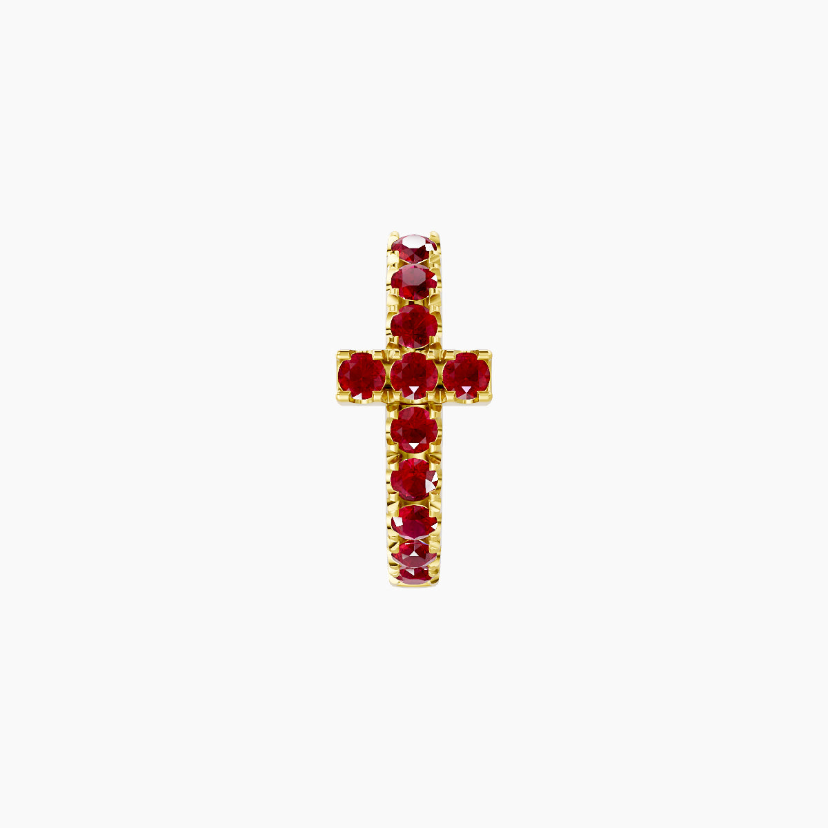 Hecate | 18k Yellow Gold 6.5 mm Cross Ruby Hoop Piercing