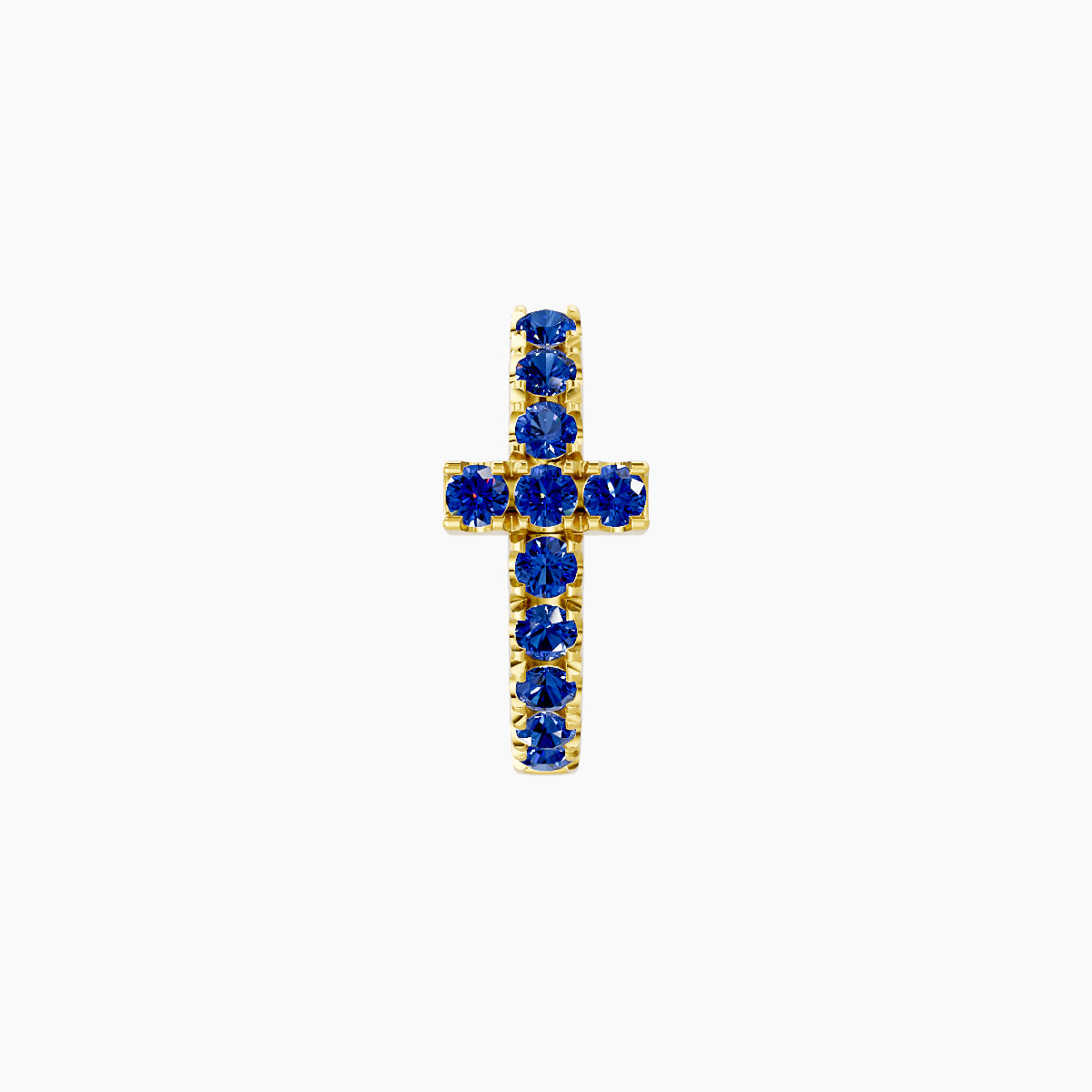 Hecate | 18k Yellow Gold 6.5 mm Cross Sapphire Hoop Piercing