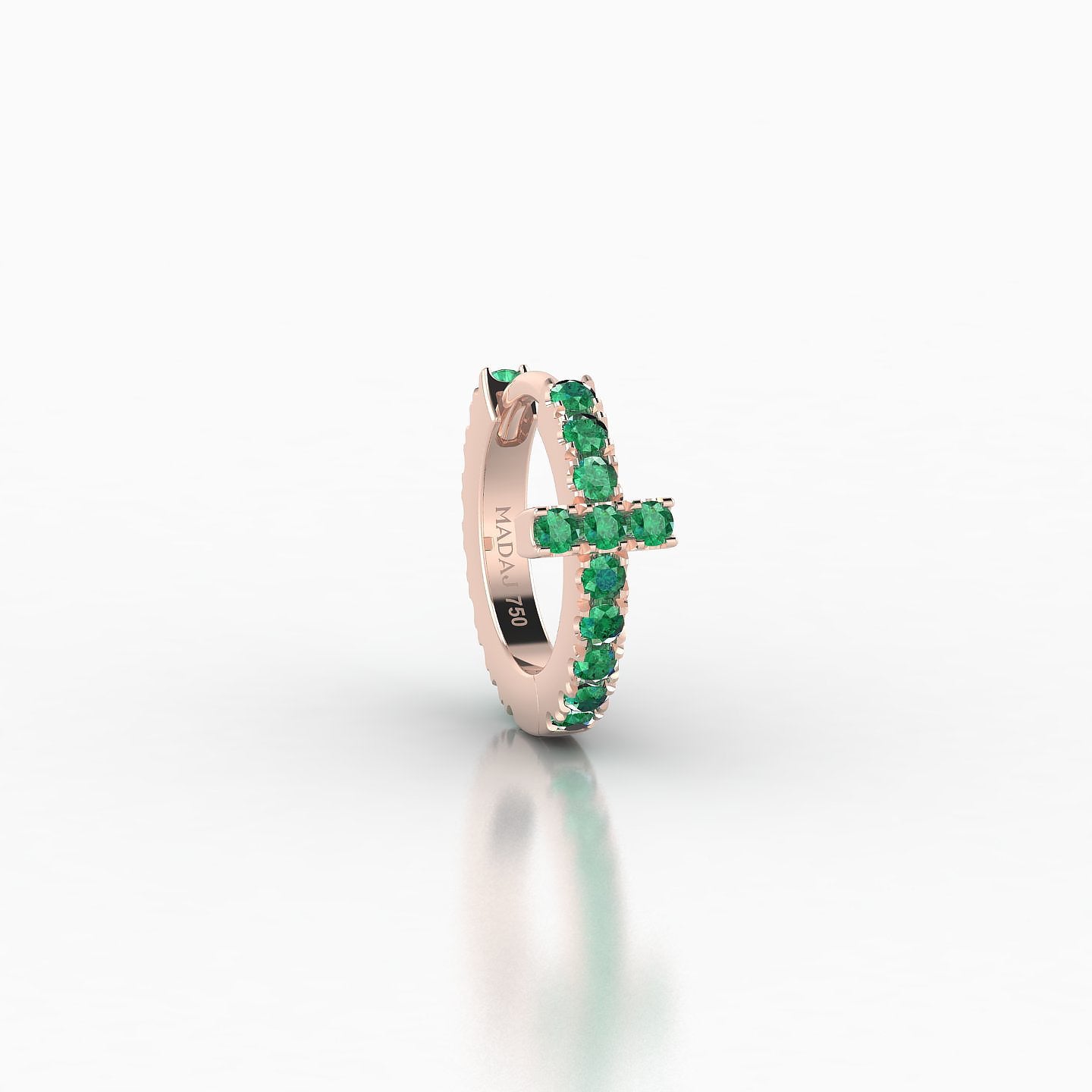 Hecate | 18k Rose Gold 6.5 mm Cross Emerald Hoop Piercing