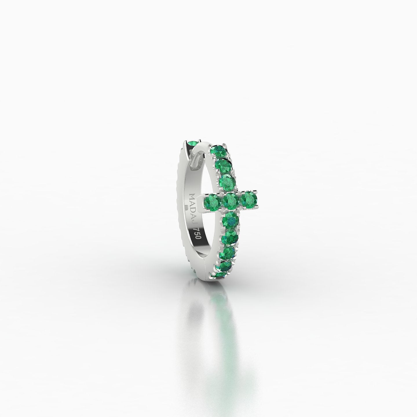 Hecate | 18k White Gold 6.5 mm Cross Emerald Hoop Piercing