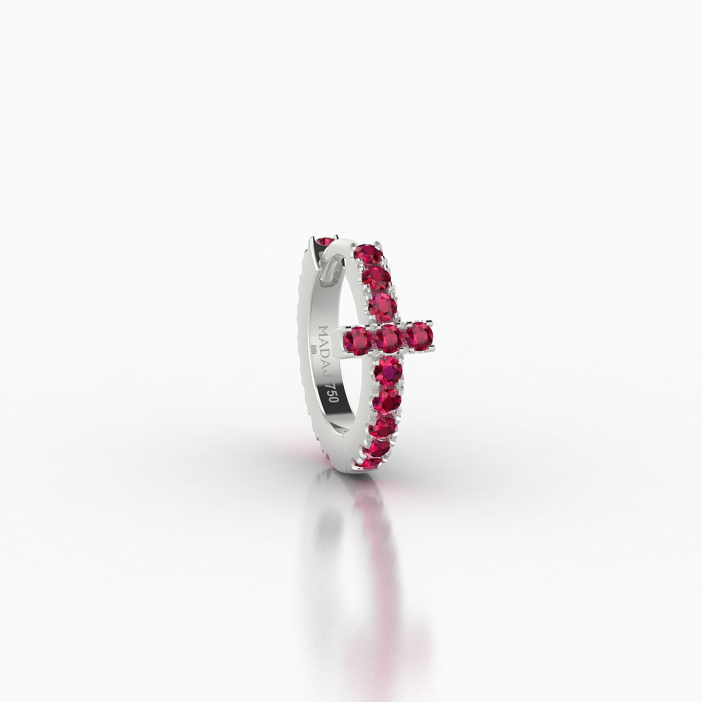 Hecate | 18k White Gold 6.5 mm Cross Ruby Hoop Piercing