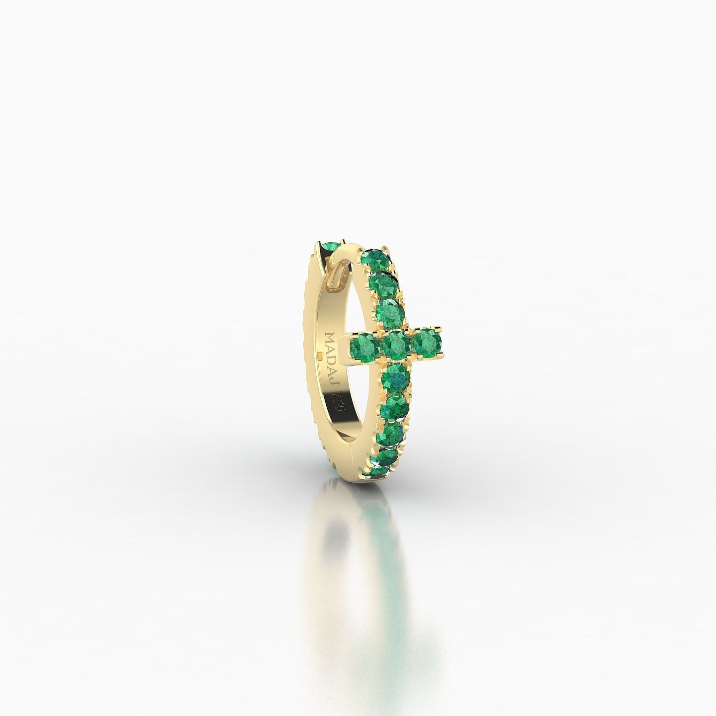 Hecate | 18k Yellow Gold 6.5 mm Cross Emerald Hoop Piercing