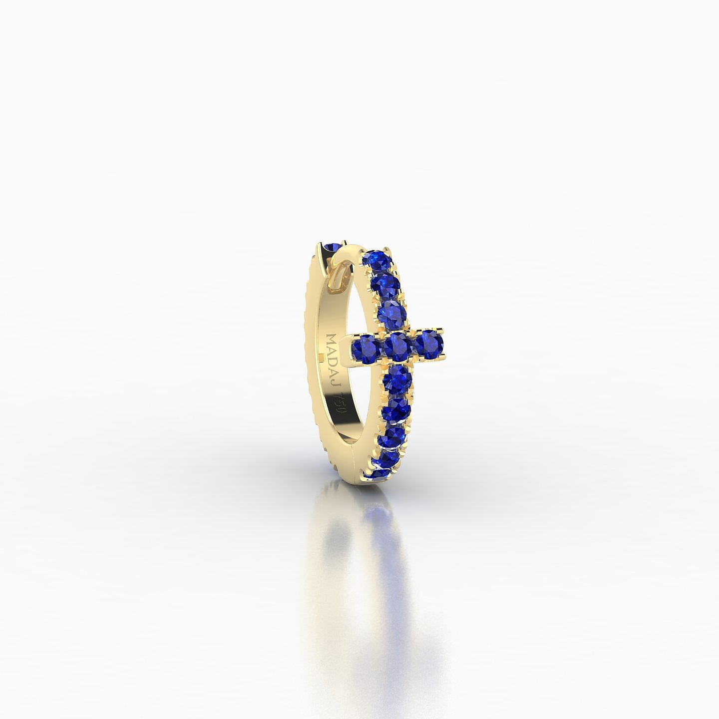 Hecate | 18k Yellow Gold 6.5 mm Cross Sapphire Hoop Piercing