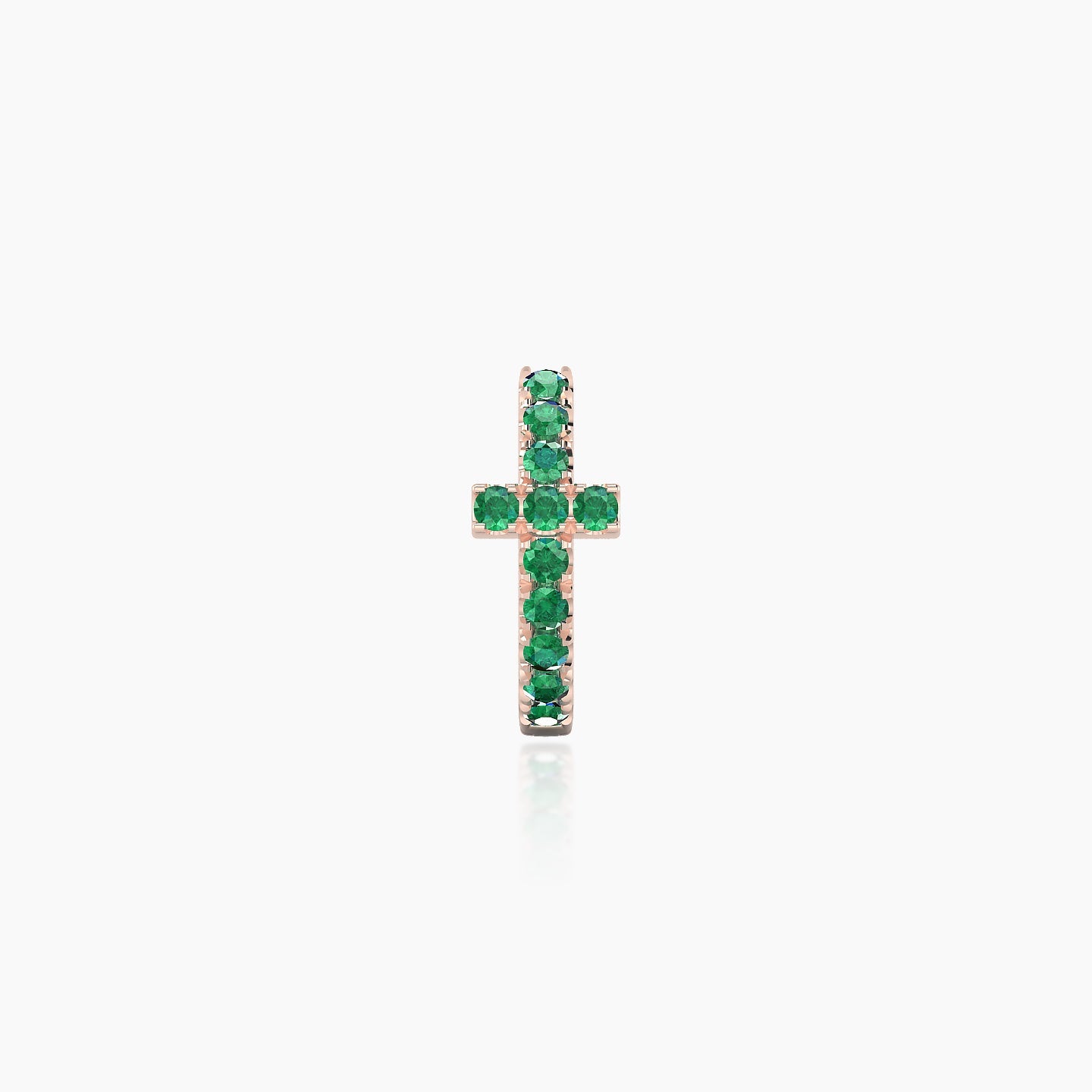 Hecate | 18k Rose Gold 6.5 mm Cross Emerald Hoop Piercing