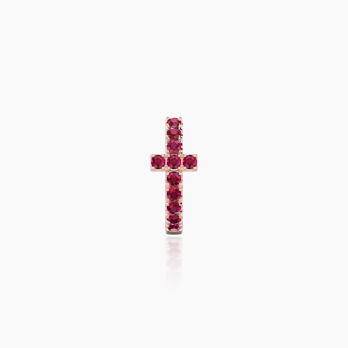 Hecate | 18k Rose Gold 6.5 mm Cross Ruby Hoop Piercing