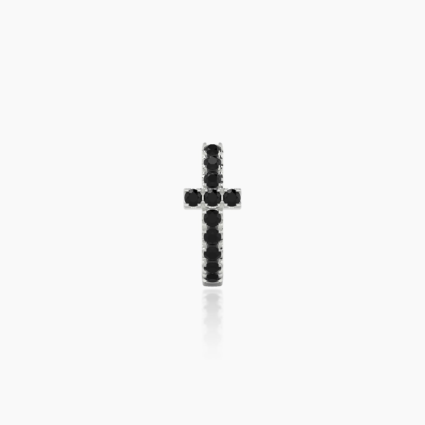 Hecate | 18k White Gold 6.5 mm Cross Black Diamond Hoop Piercing