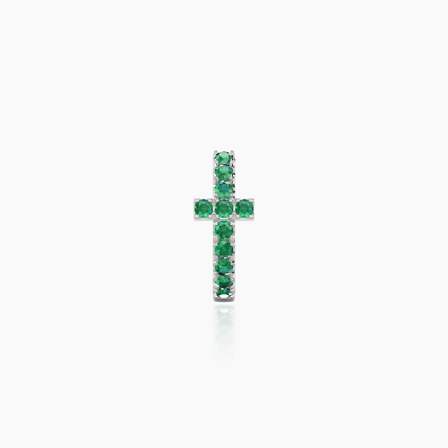 Hecate | 18k White Gold 6.5 mm Cross Emerald Hoop Piercing