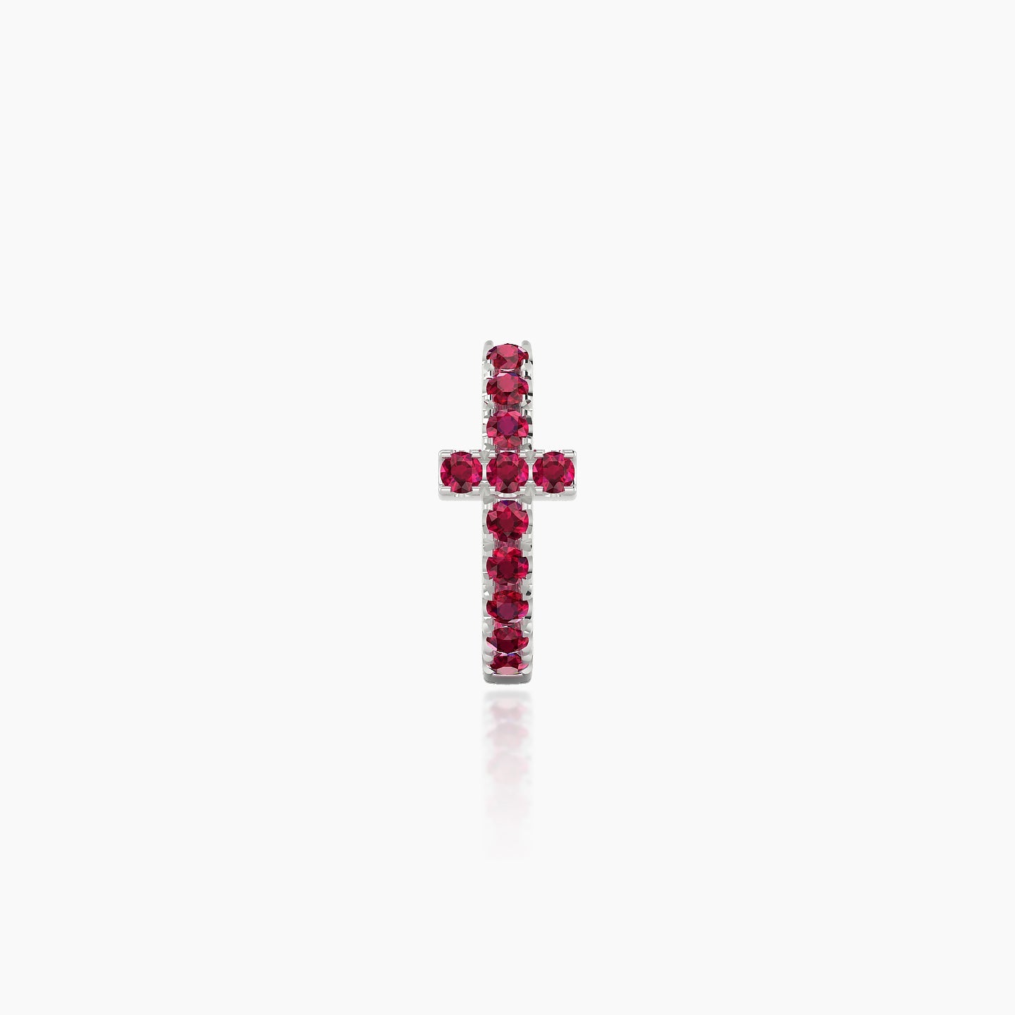 Hecate | 18k White Gold 6.5 mm Cross Ruby Hoop Piercing