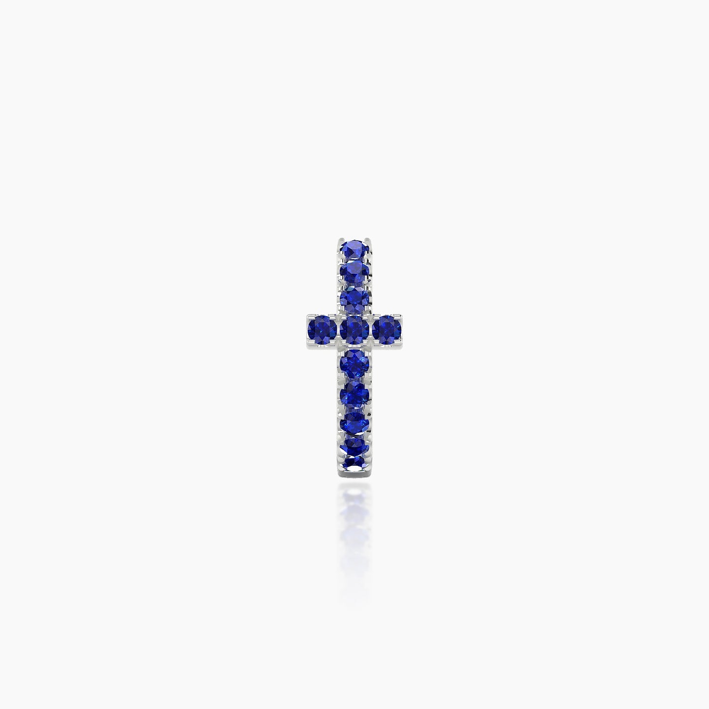 Hecate | 18k White Gold 6.5 mm Cross Sapphire Hoop Piercing