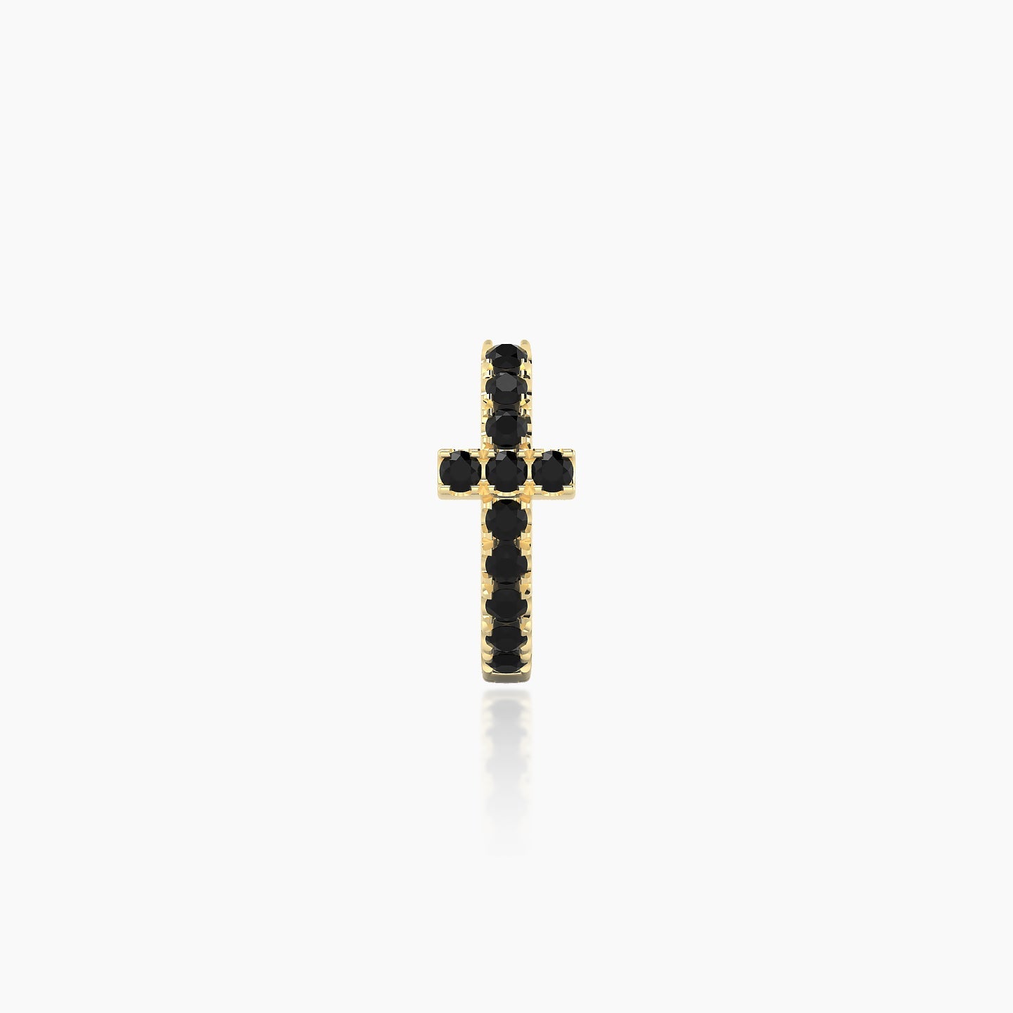 Hecate | 18k Yellow Gold 6.5 mm Cross Black Diamond Hoop Piercing