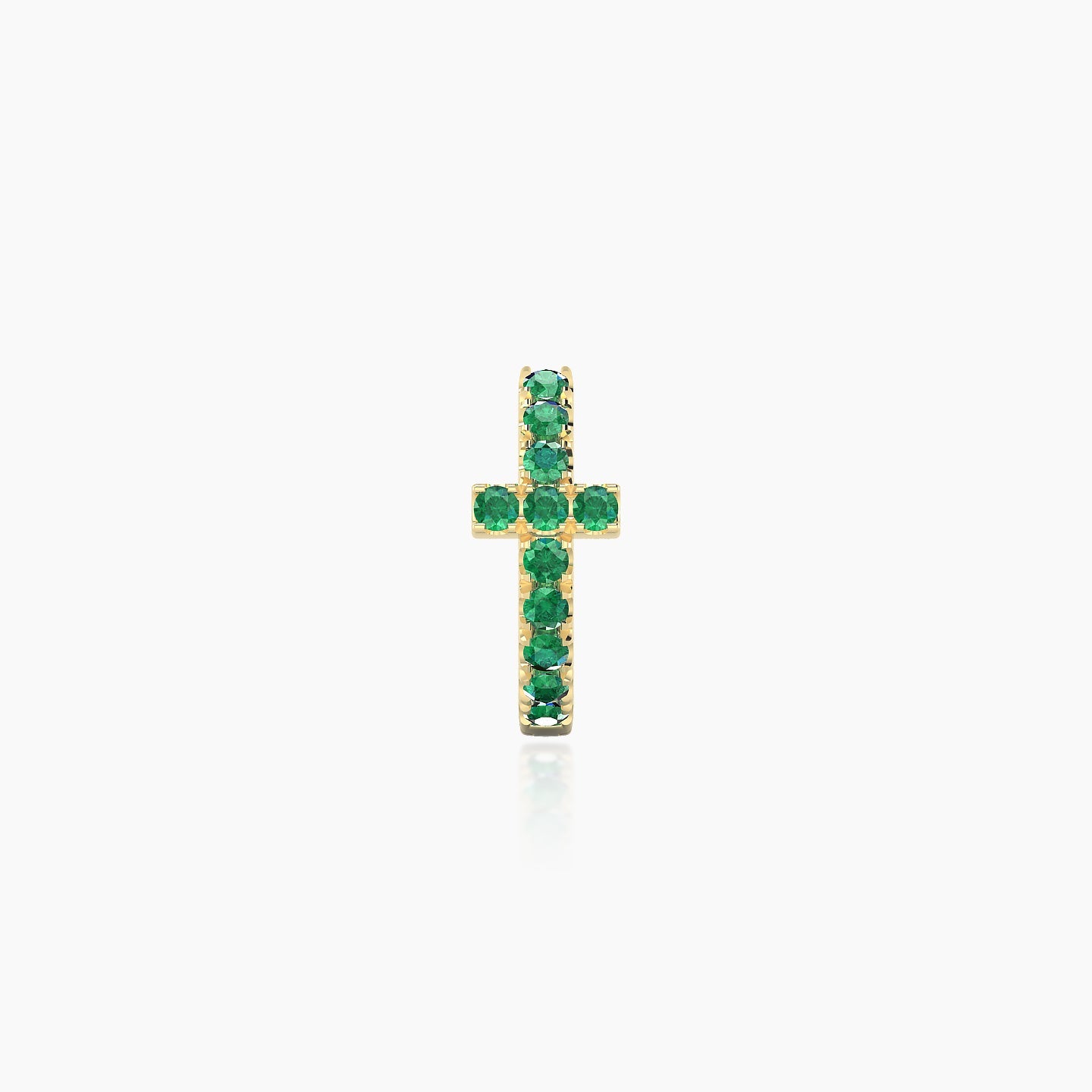 Hecate | 18k Yellow Gold 6.5 mm Cross Emerald Hoop Piercing