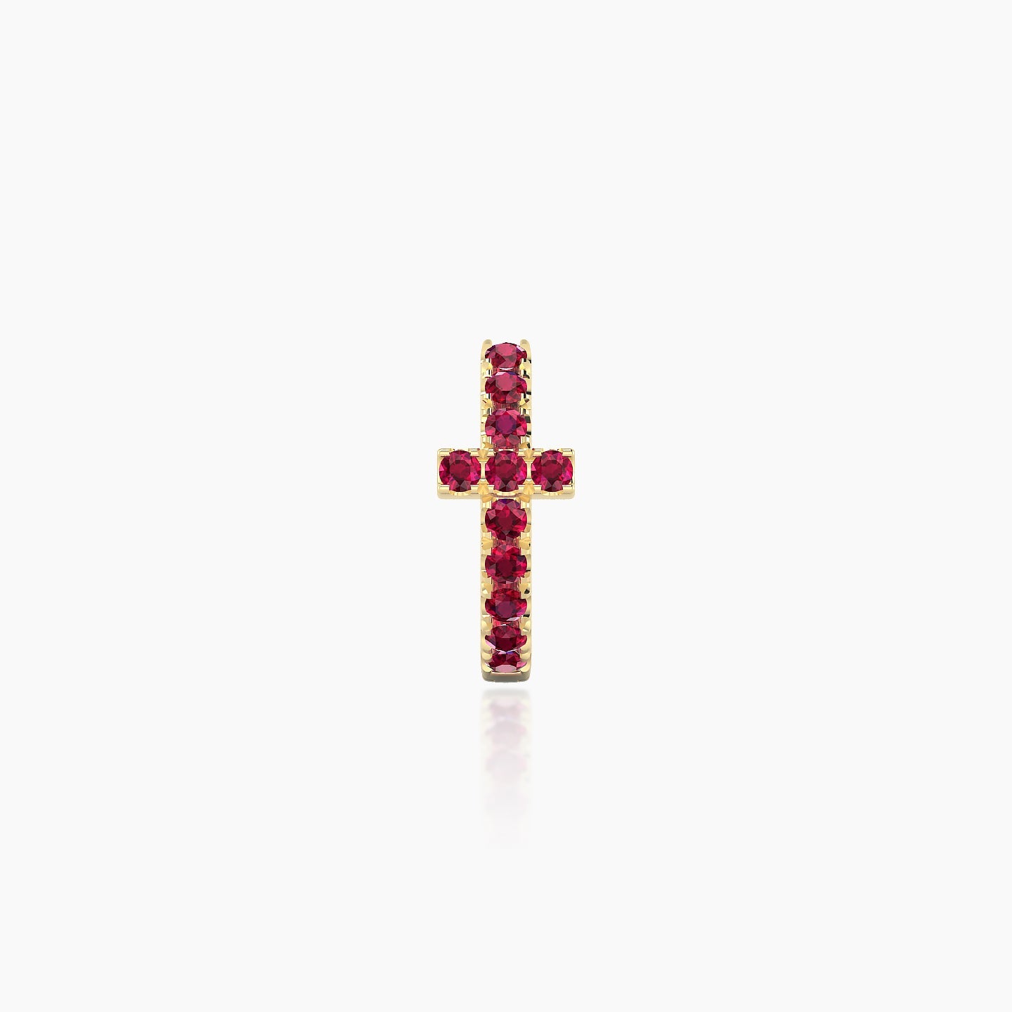 Hecate | 18k Yellow Gold 6.5 mm Cross Ruby Hoop Piercing