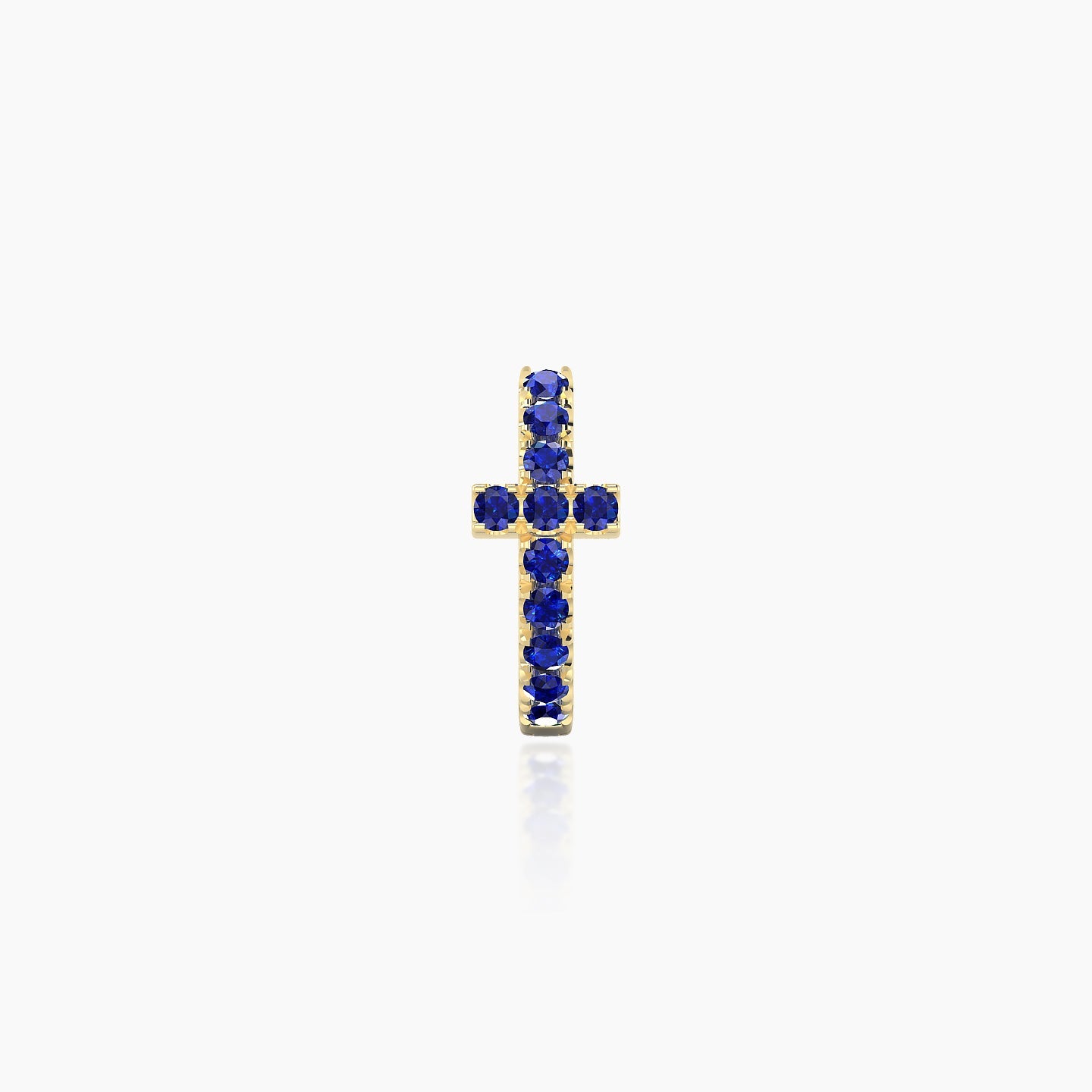 Hecate | 18k Yellow Gold 6.5 mm Cross Sapphire Hoop Piercing