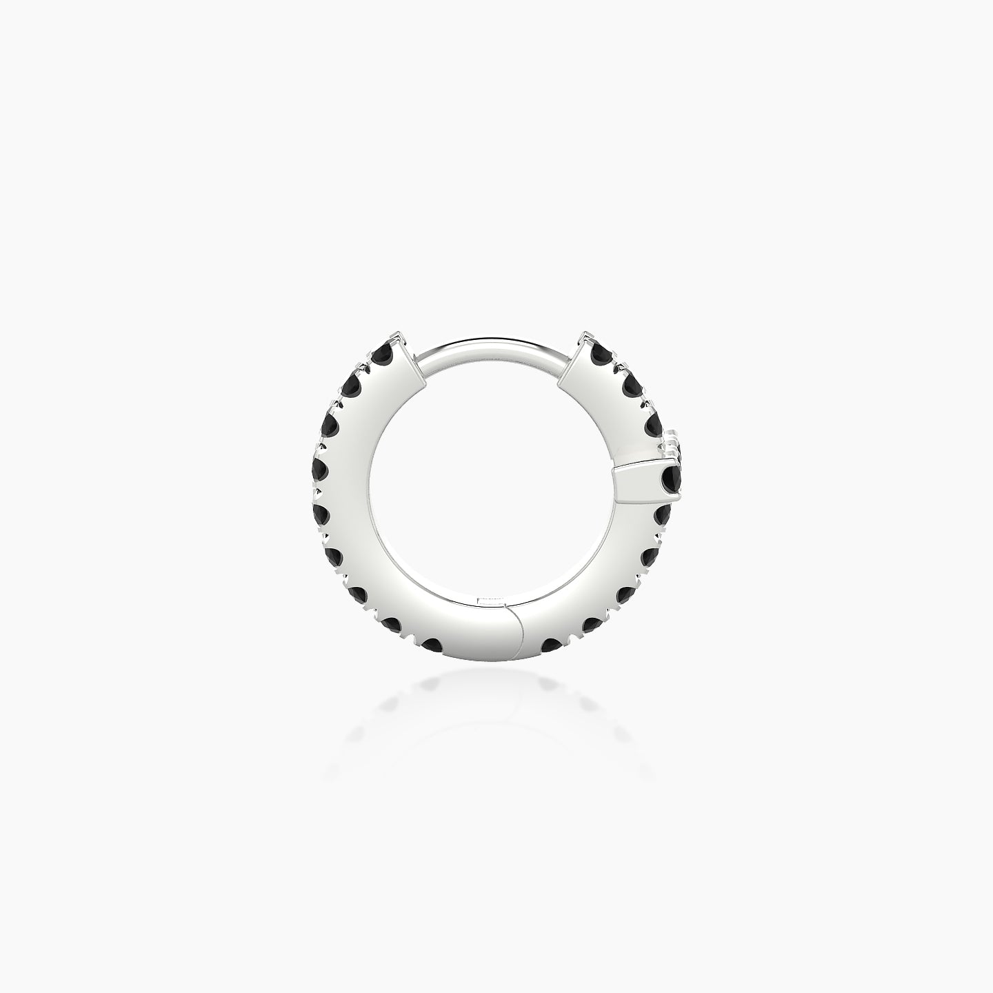 Hecate | 18k White Gold 6.5 mm Cross Black Diamond Hoop Piercing