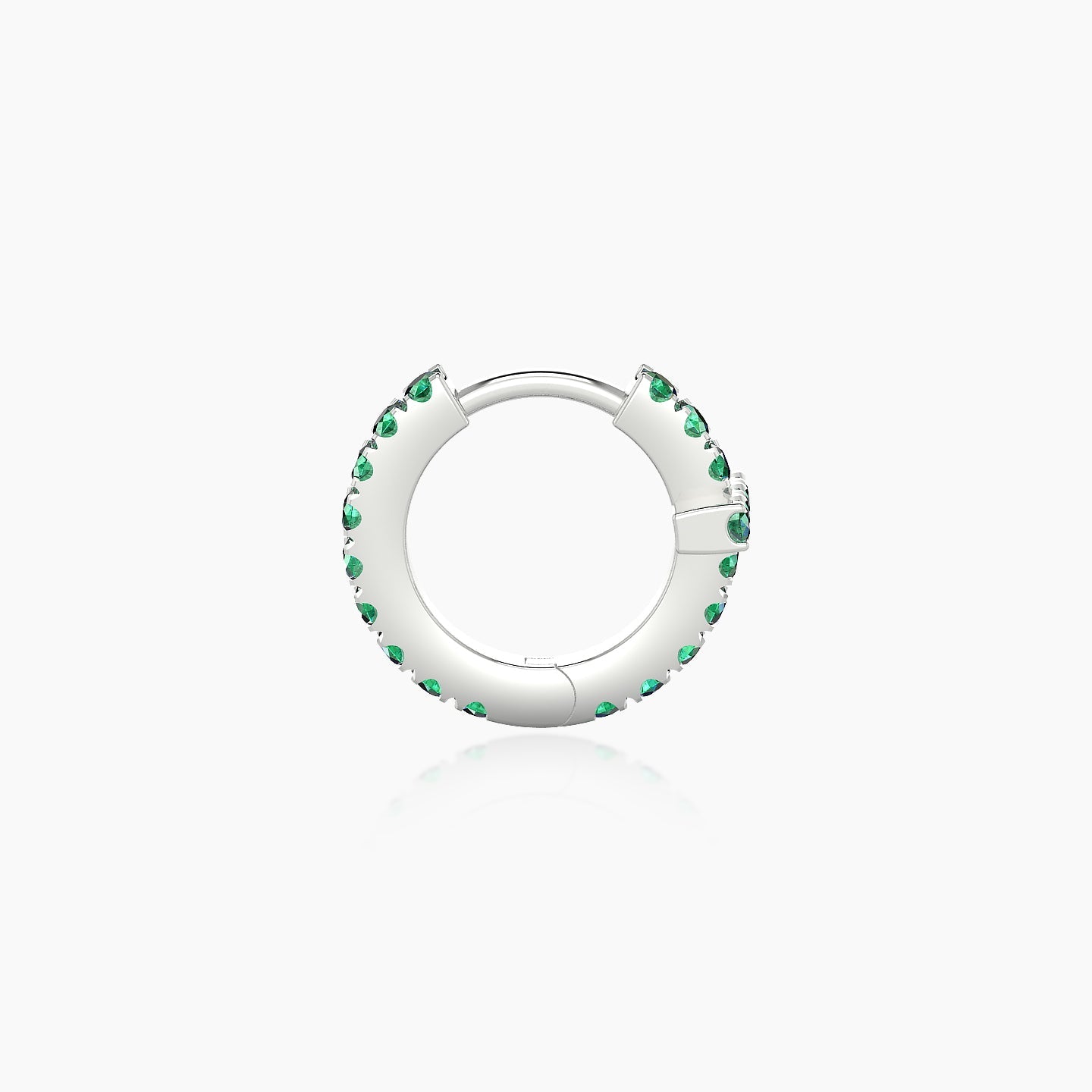 Hecate | 18k White Gold 6.5 mm Cross Emerald Hoop Piercing