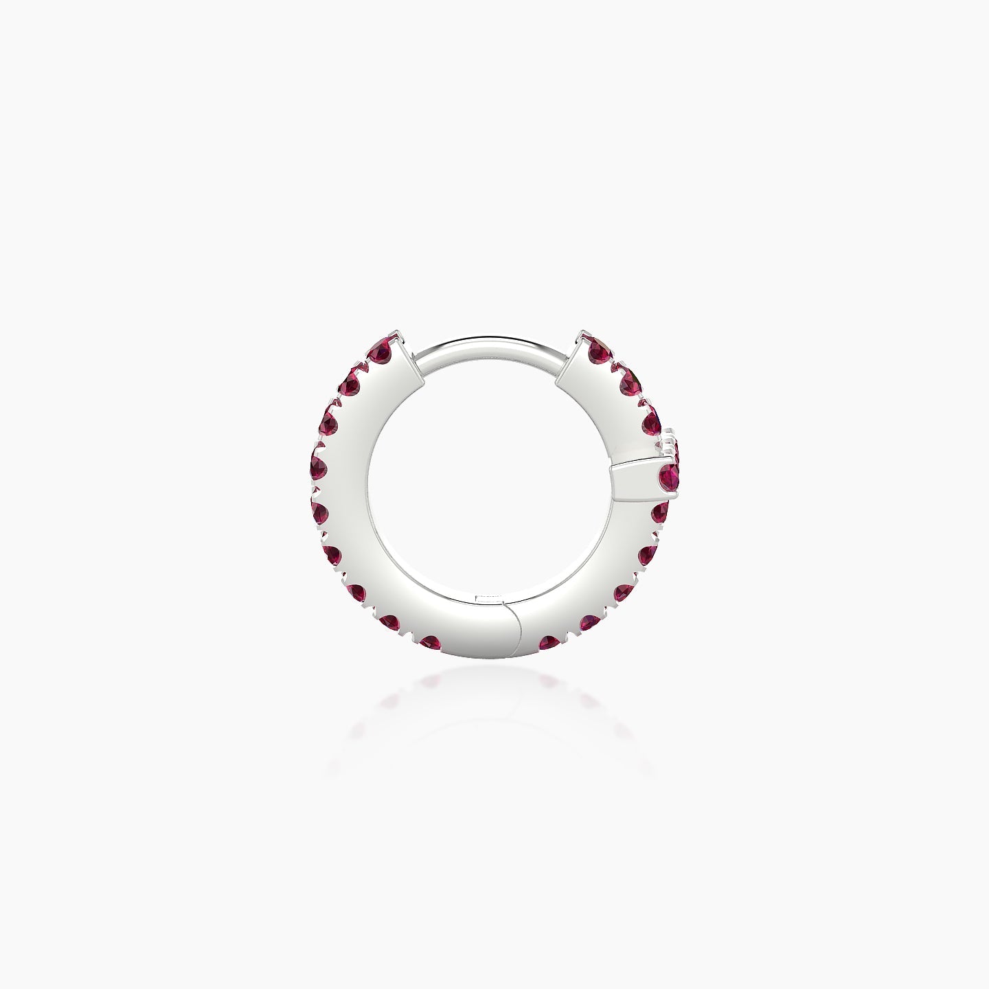 Hecate | 18k White Gold 6.5 mm Cross Ruby Hoop Piercing