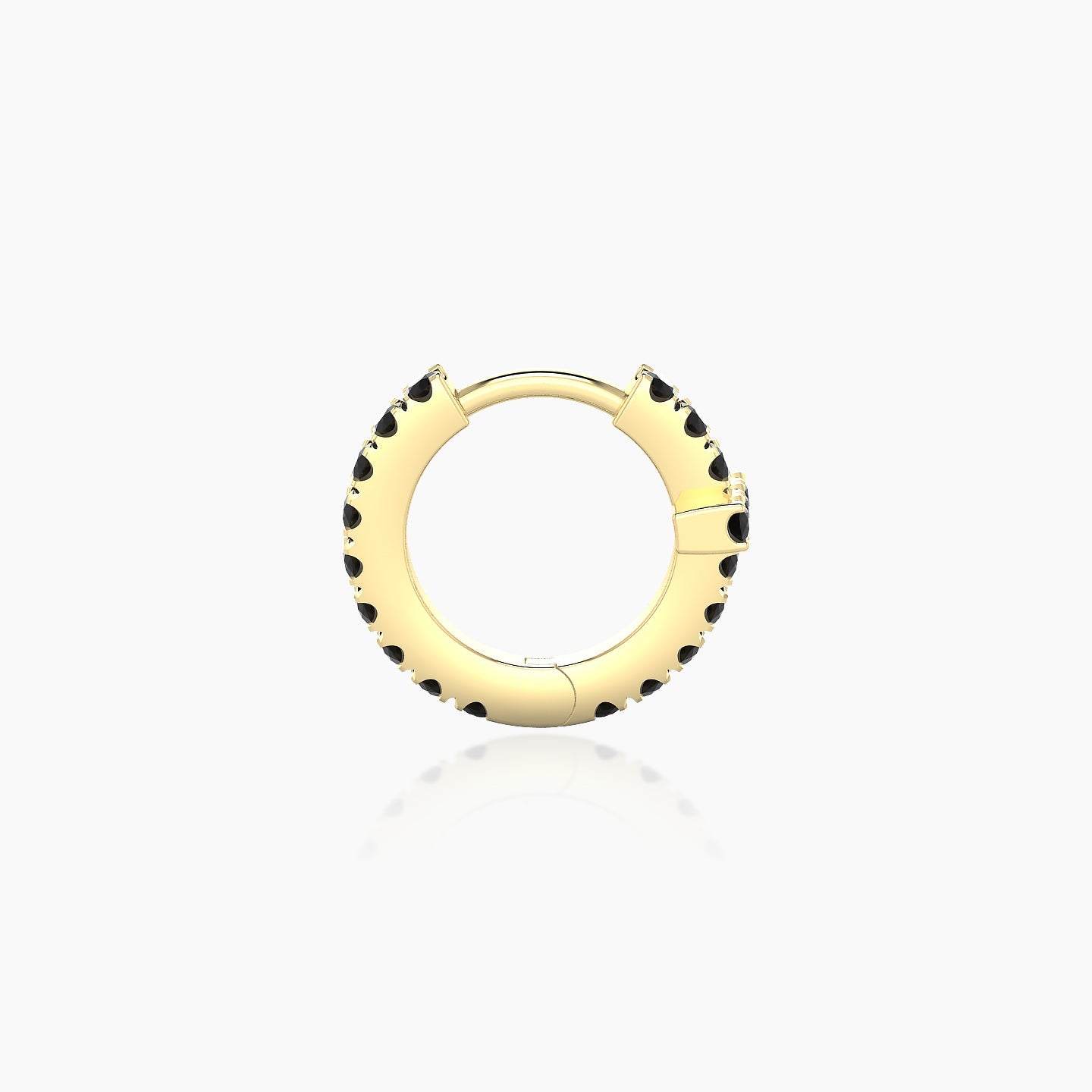 Hecate | 18k Yellow Gold 6.5 mm Cross Black Diamond Hoop Piercing