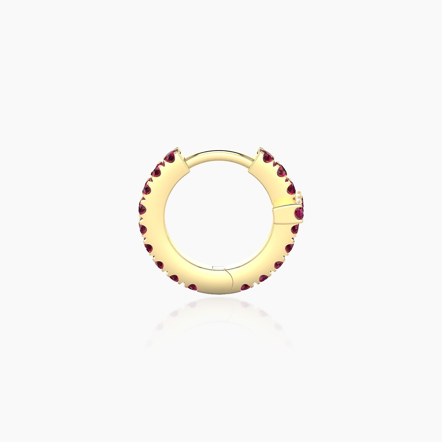 Hecate | 18k Yellow Gold 6.5 mm Cross Ruby Hoop Piercing