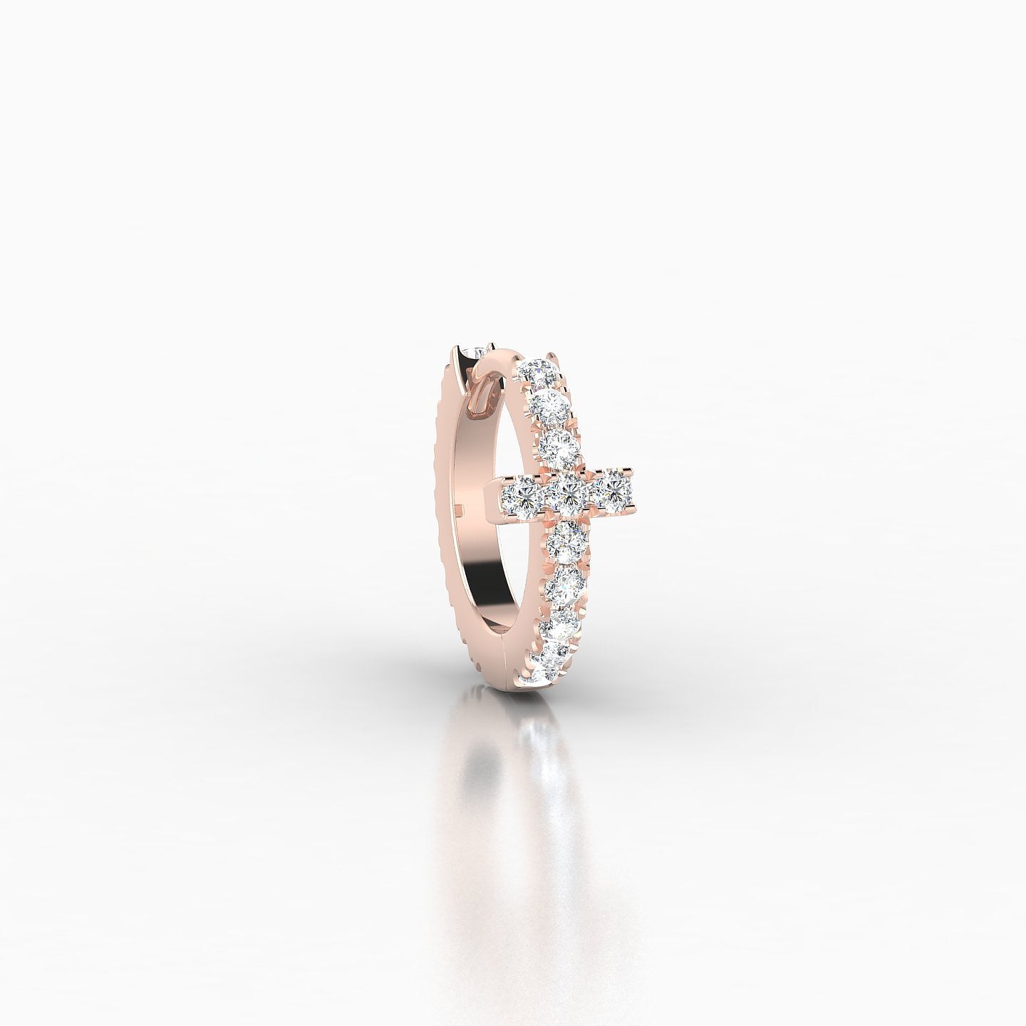 Hecate | 18k Rose Gold 6.5 mm Cross Diamond Nose Ring Piercing