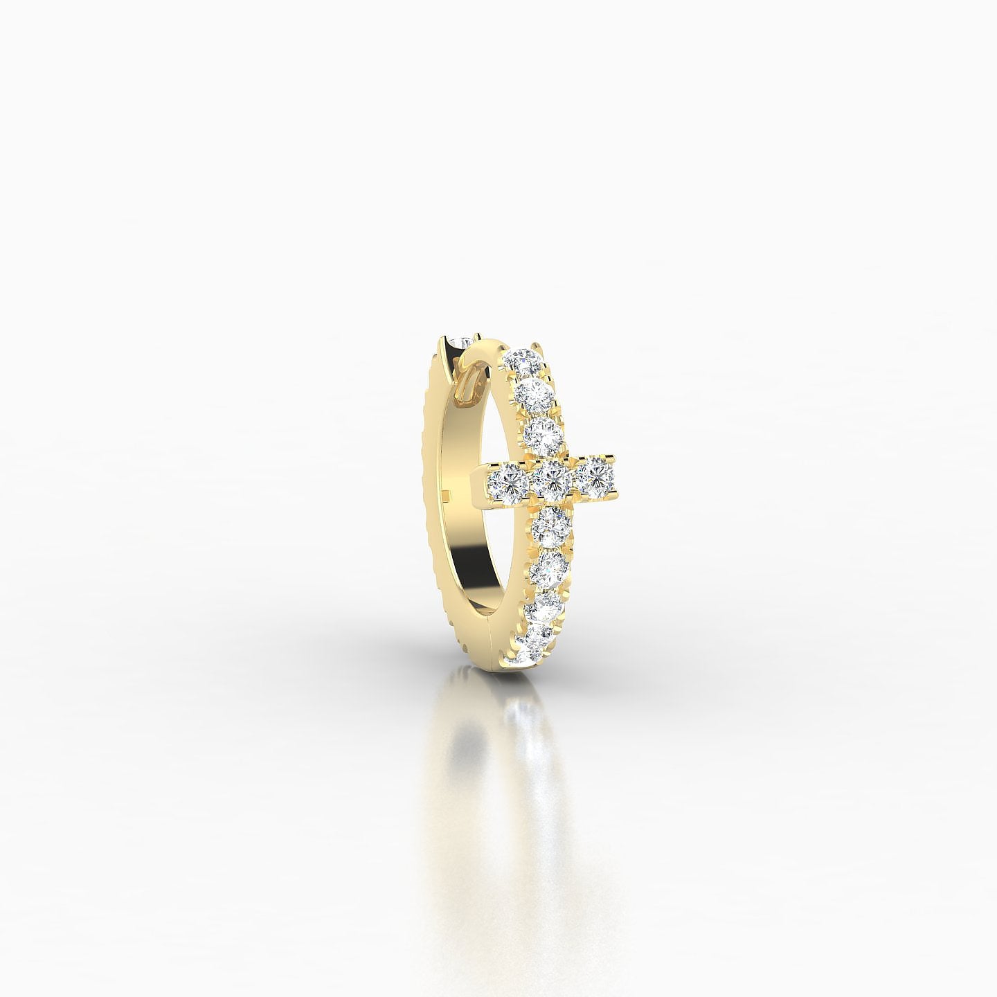 Hecate | 18k Yellow Gold 6.5 mm Cross Diamond Nose Ring Piercing