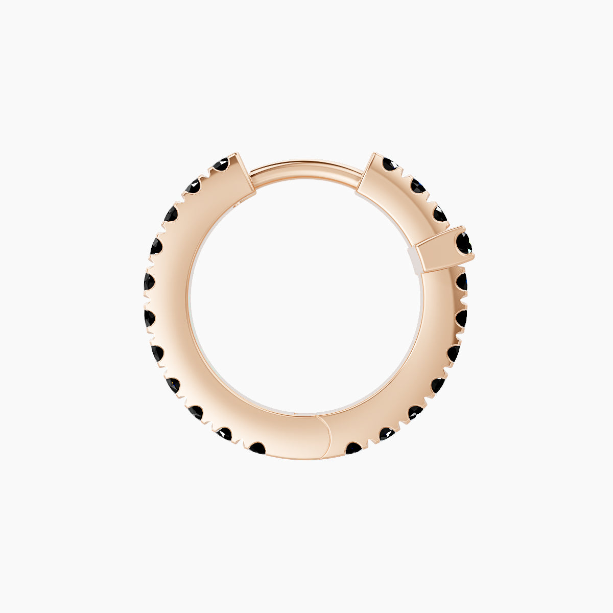 Hecate | 18k Rose Gold 8 mm Cross Black Diamond Hoop Piercing