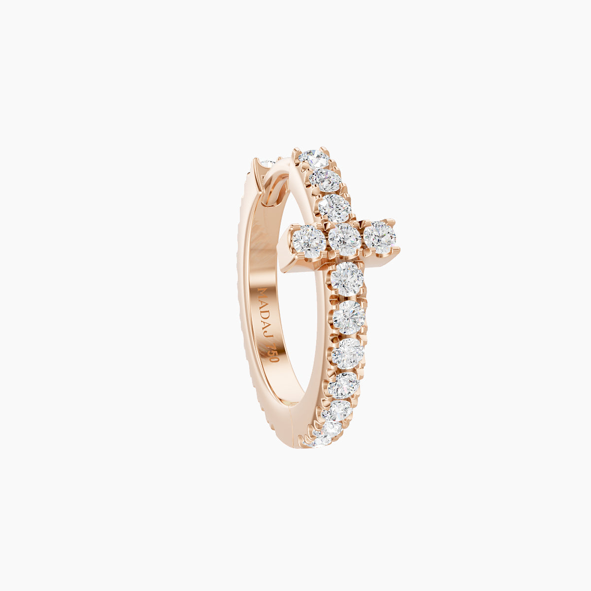 Hecate | 18k Rose Gold 8 mm Cross Diamond Hoop Piercing