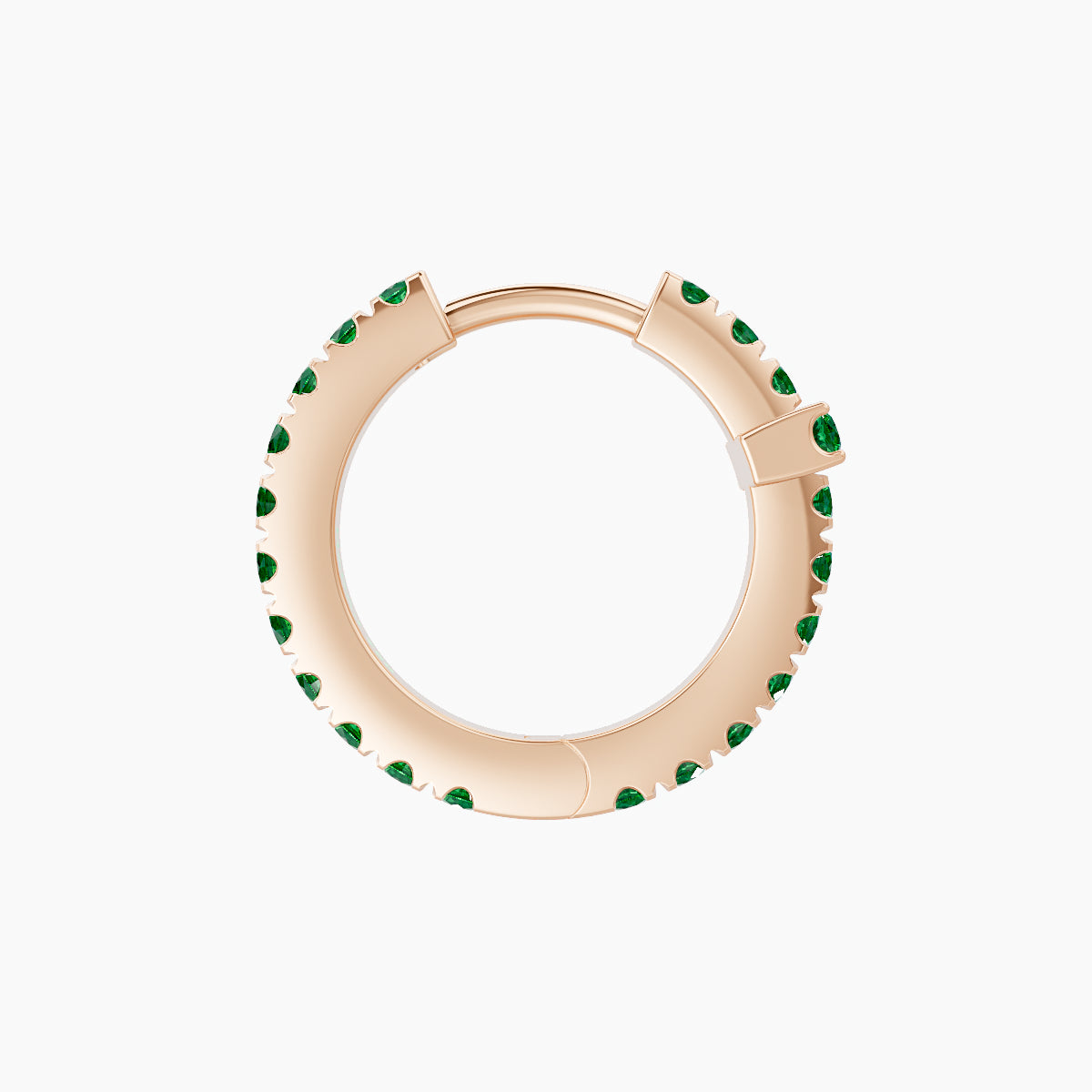 Hecate | 18k Rose Gold 8 mm Cross Emerald Hoop Piercing