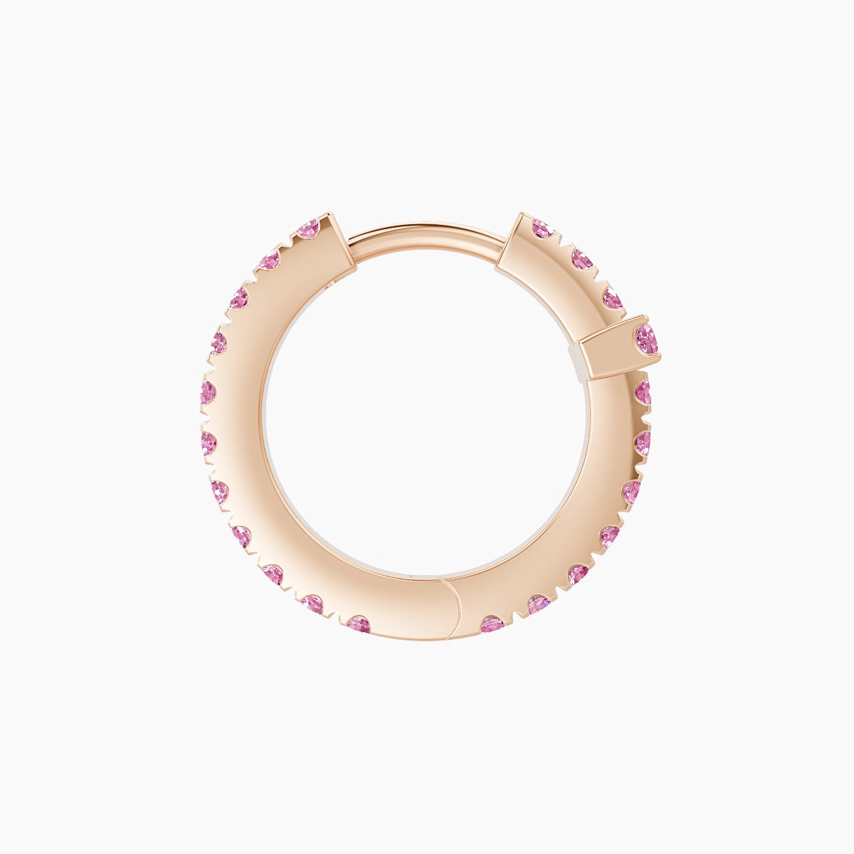 Hecate | 18k Rose Gold 8 mm Cross Pink Sapphire Hoop Piercing
