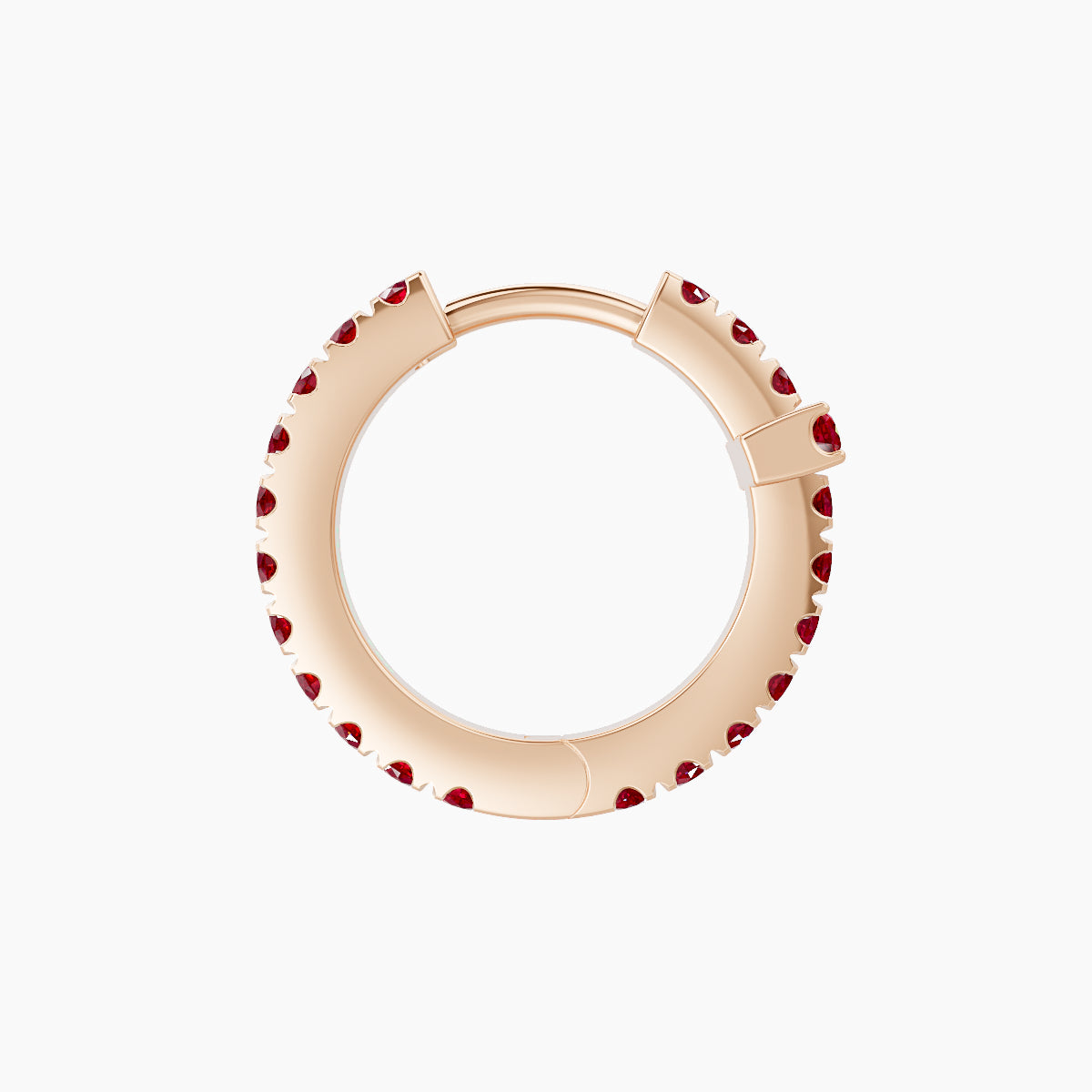 Hecate | 18k Rose Gold 8 mm Cross Ruby Hoop Piercing