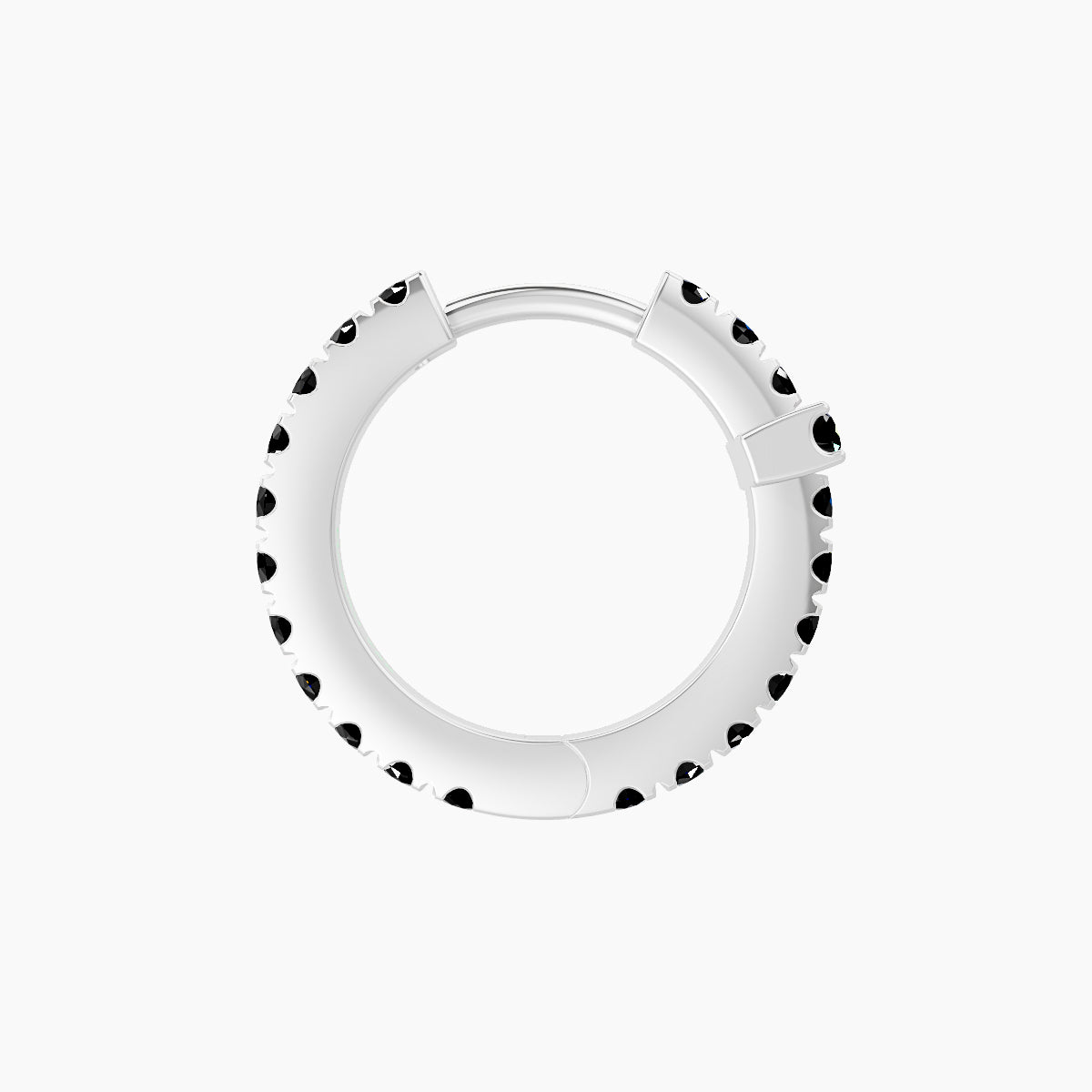 Hecate | 18k White Gold 8 mm Cross Black Diamond Hoop Piercing
