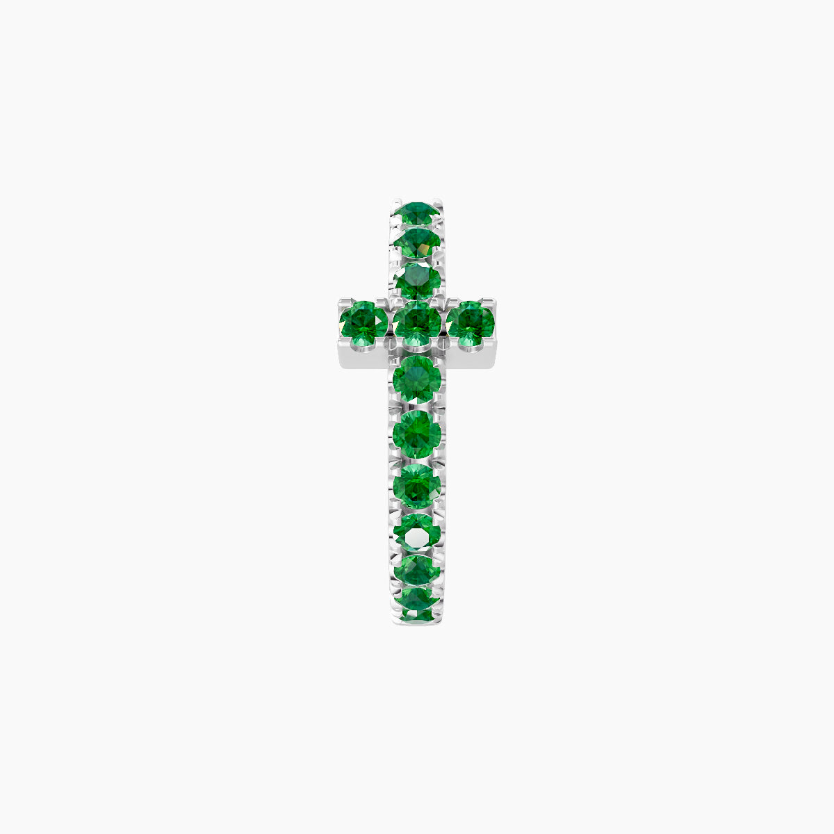 Hecate | 18k White Gold 8 mm Cross Emerald Hoop Piercing