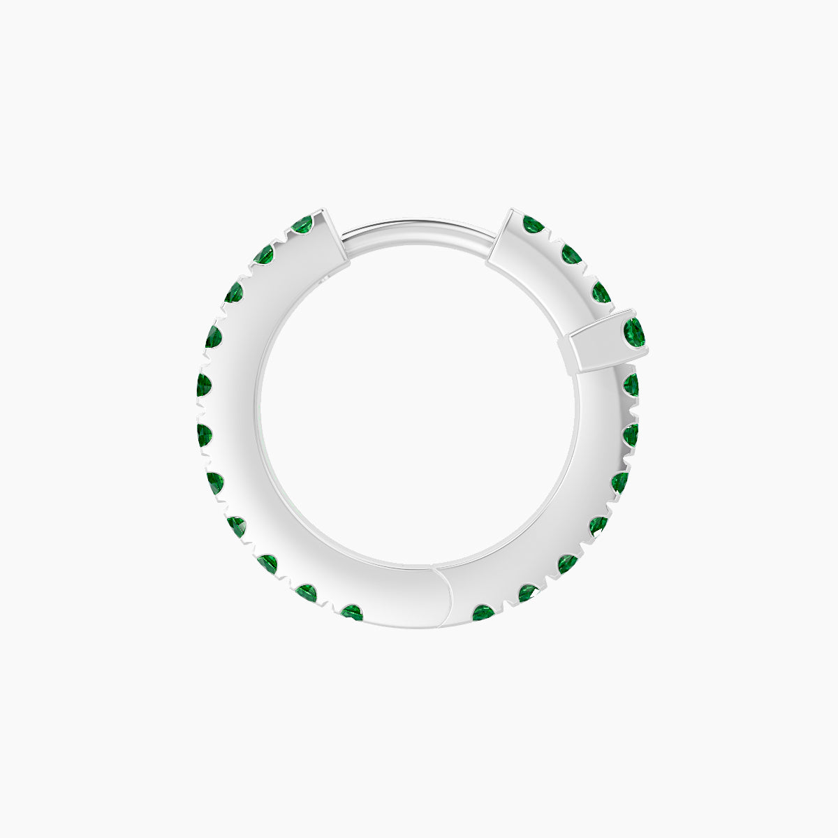 Hecate | 18k White Gold 8 mm Cross Emerald Hoop Piercing