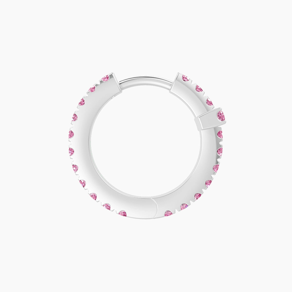 Hecate | 18k White Gold 8 mm Cross Pink Sapphire Hoop Piercing