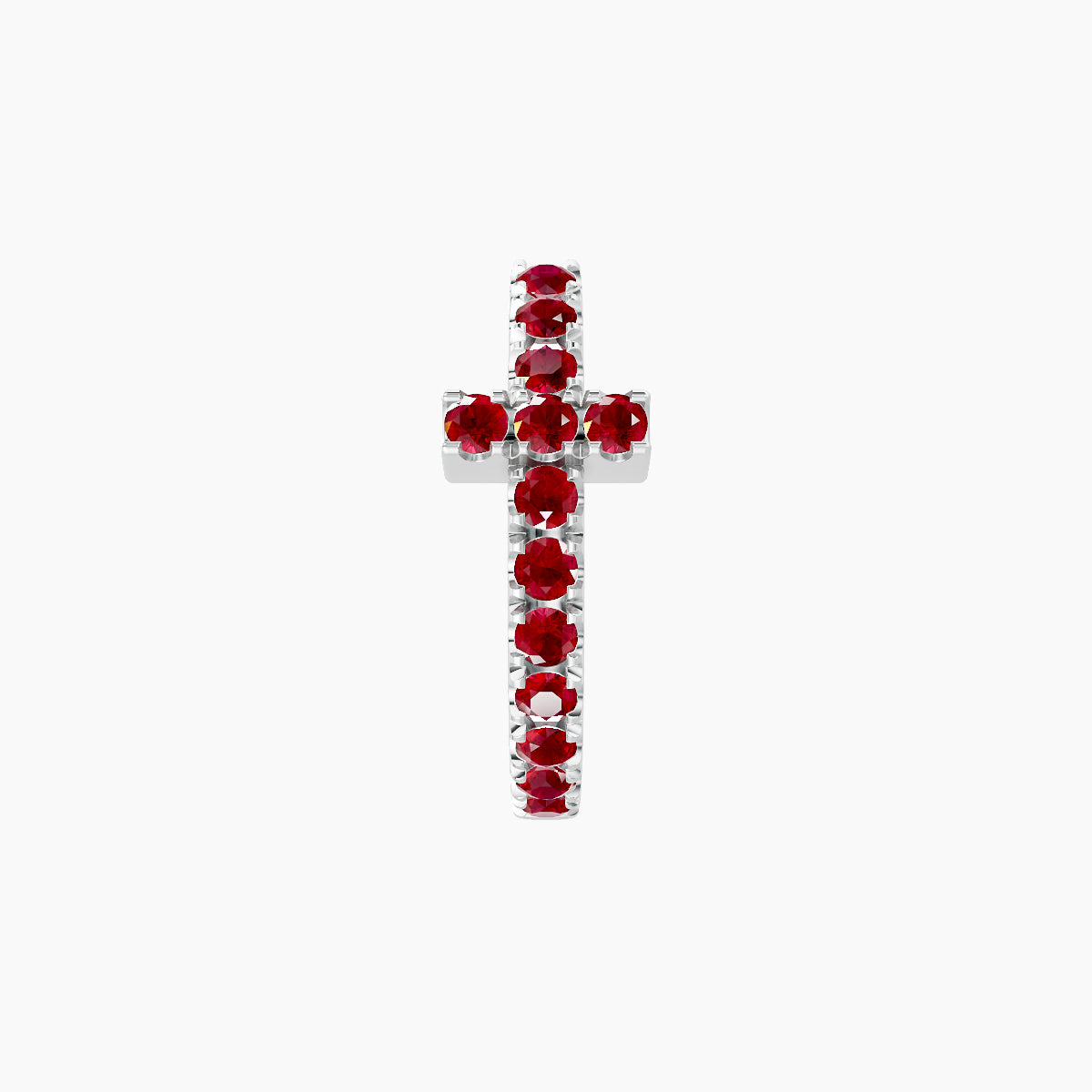 Hecate | 18k White Gold 8 mm Cross Ruby Hoop Piercing