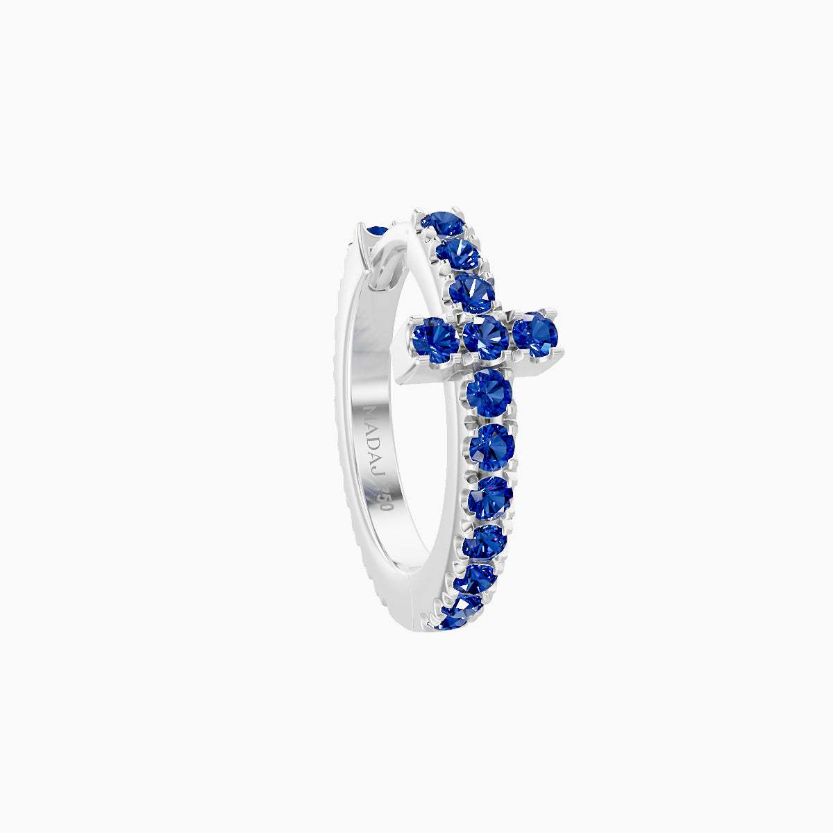 Hecate | 18k White Gold 8 mm Cross Sapphire Hoop Piercing