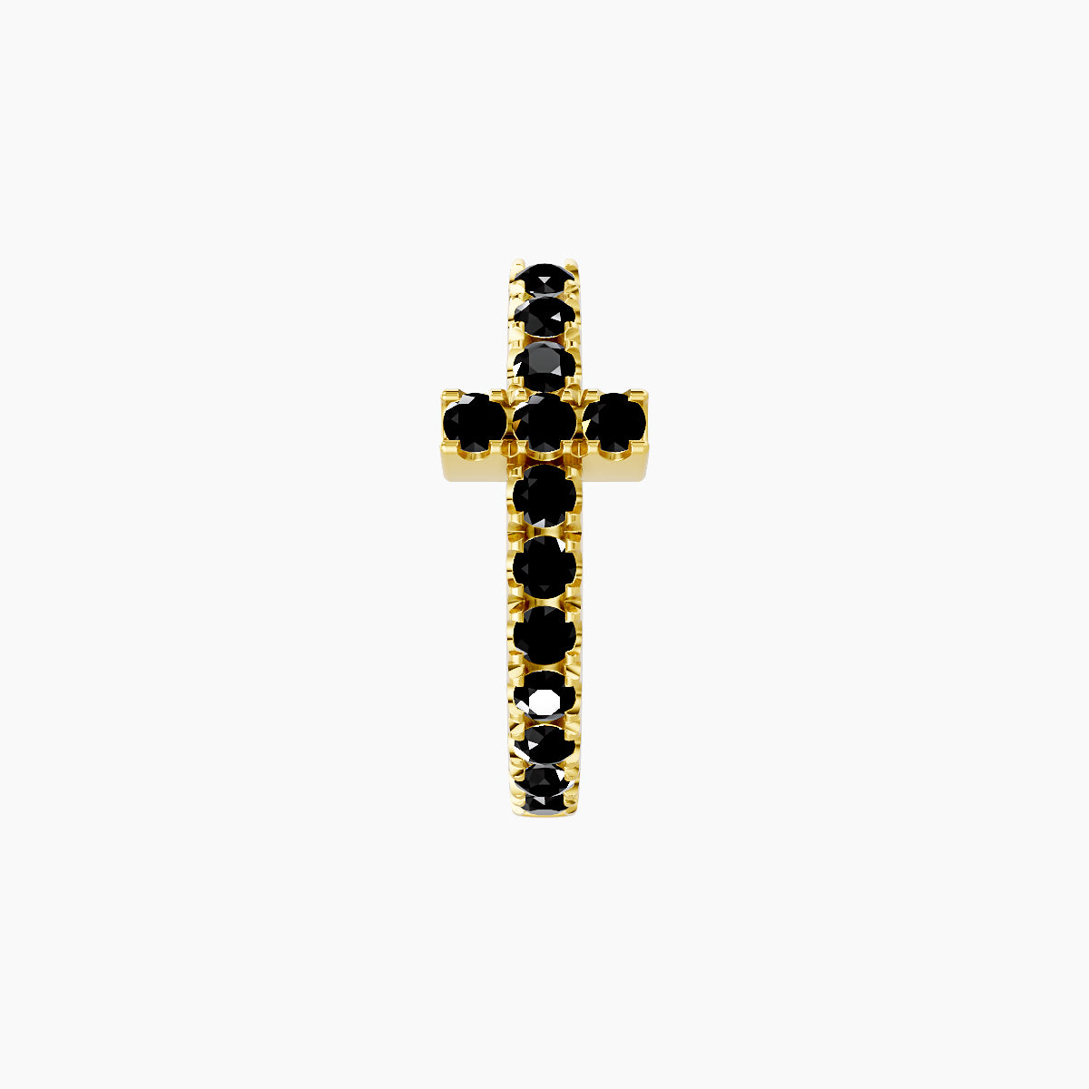 Hecate | 18k Yellow Gold 8 mm Cross Black Diamond Hoop Piercing