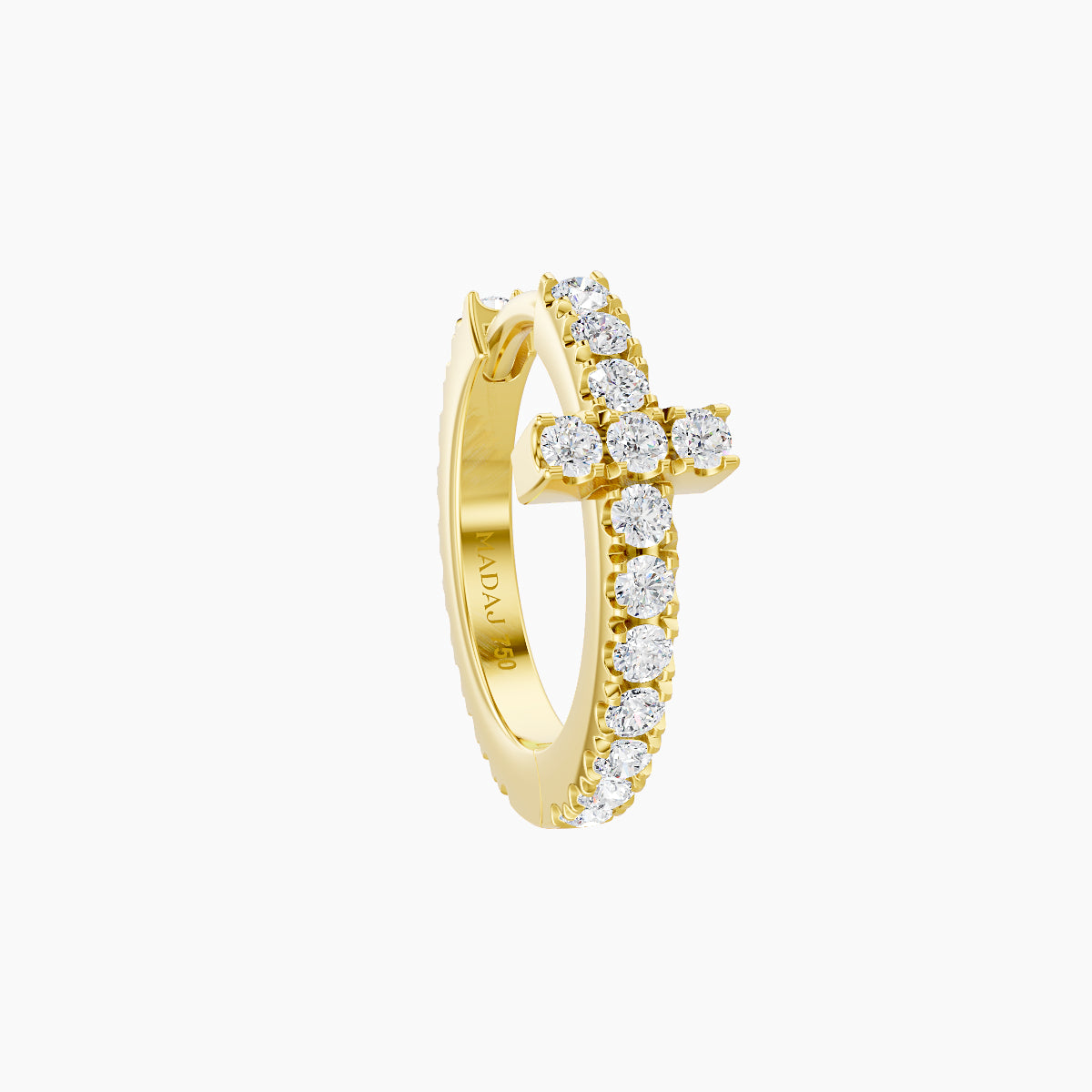 Hecate | 18k Yellow Gold 8 mm Cross Diamond Hoop Piercing