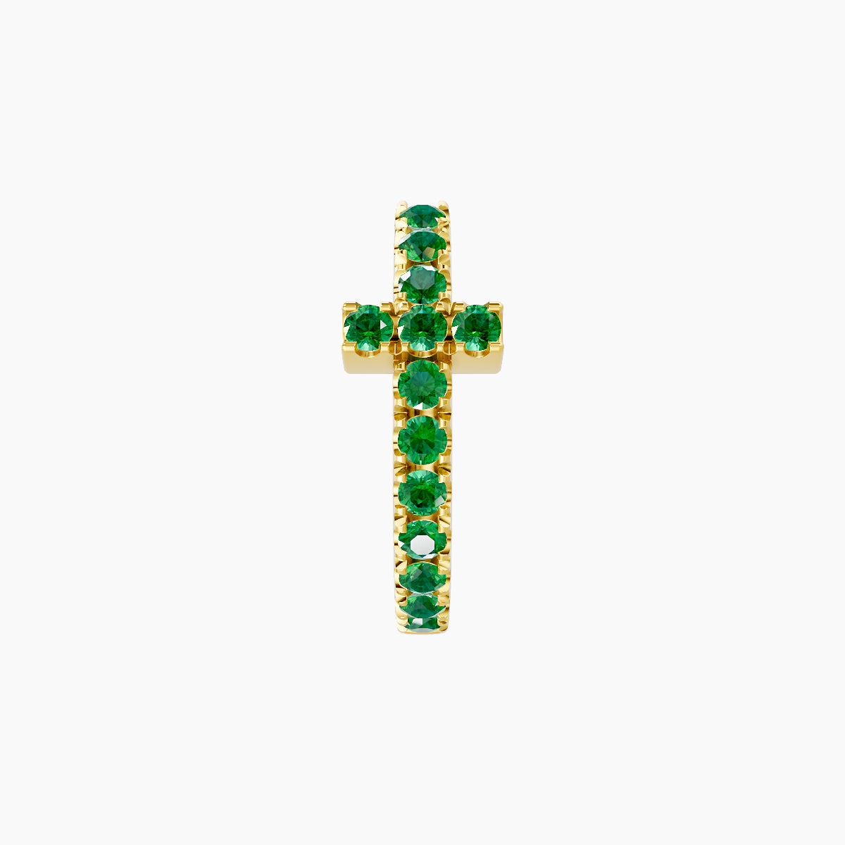 Hecate | 18k Yellow Gold 8 mm Cross Emerald Hoop Piercing