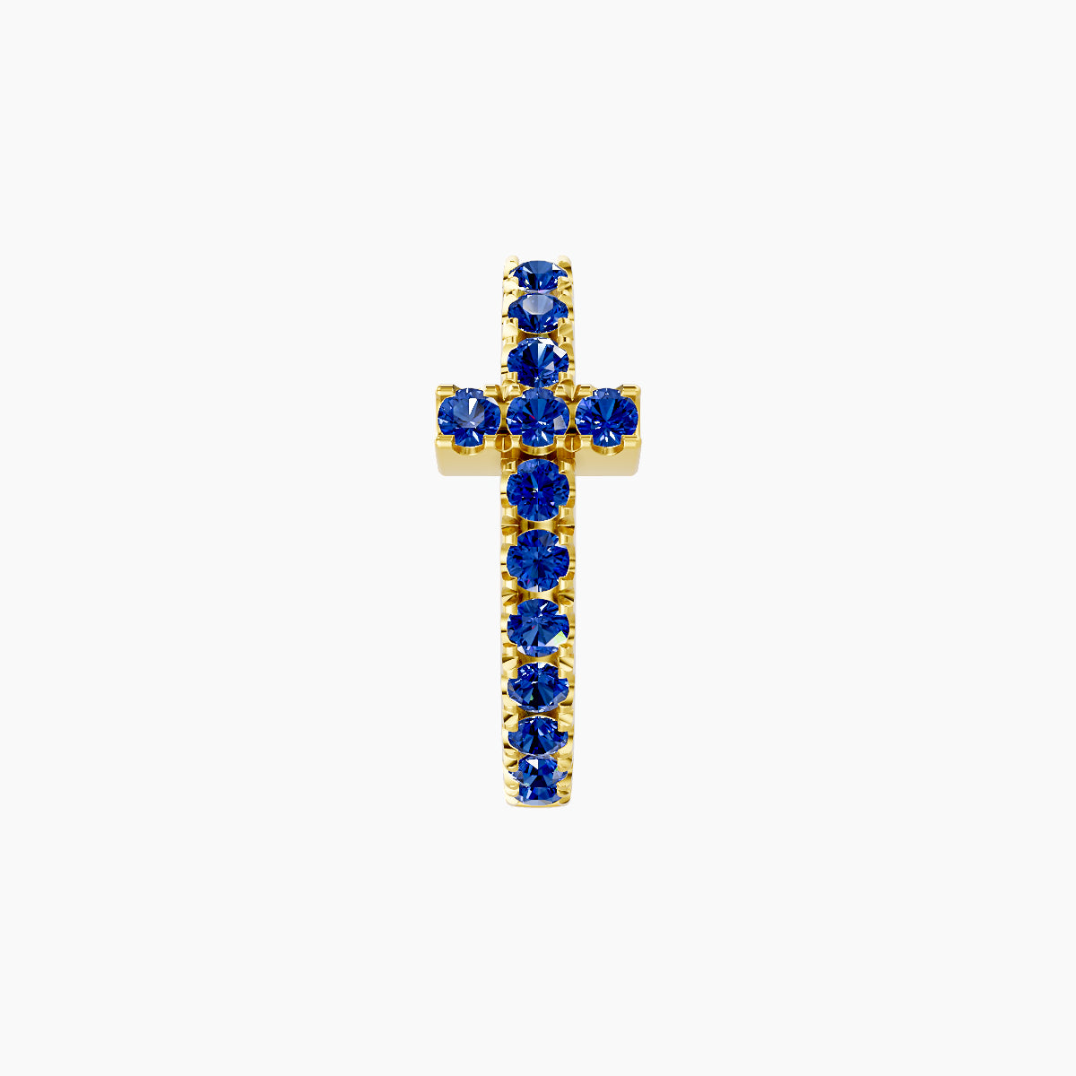Hecate | 18k Yellow Gold 8 mm Cross Sapphire Hoop Piercing