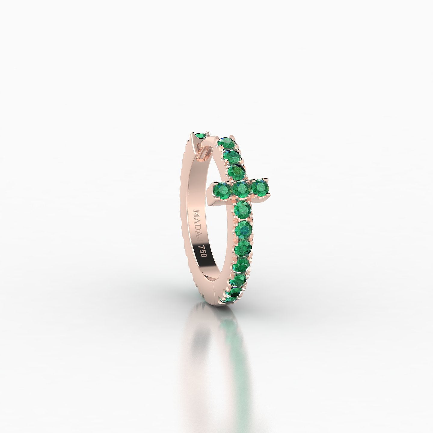 Hecate | 18k Rose Gold 8 mm Cross Emerald Hoop Piercing