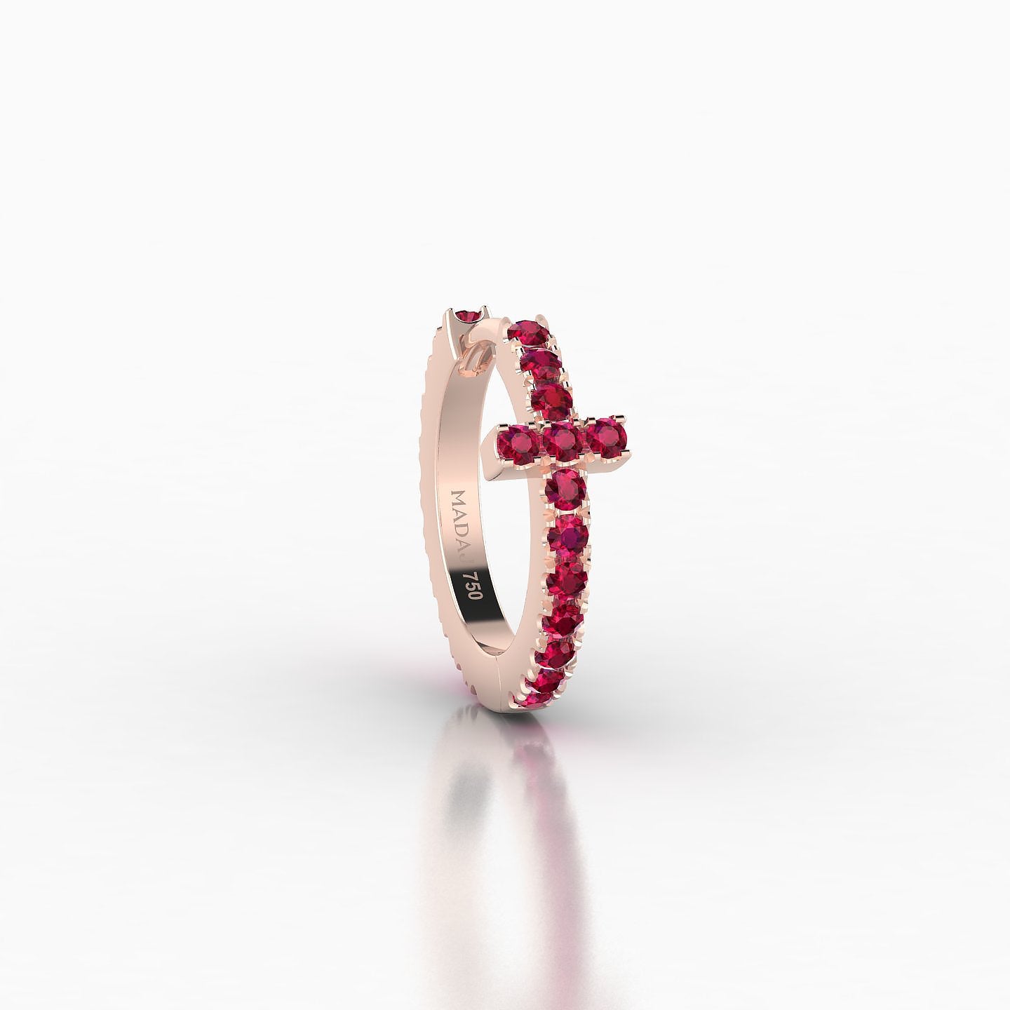 Hecate | 18k Rose Gold 8 mm Cross Ruby Hoop Piercing