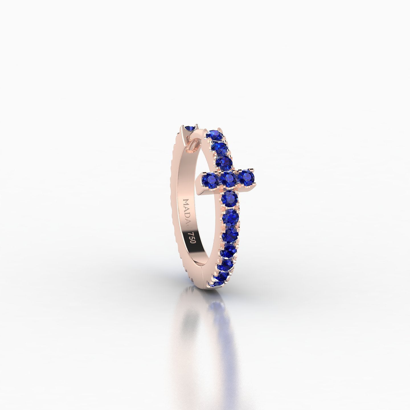 Hecate | 18k Rose Gold 8 mm Cross Sapphire Hoop Piercing