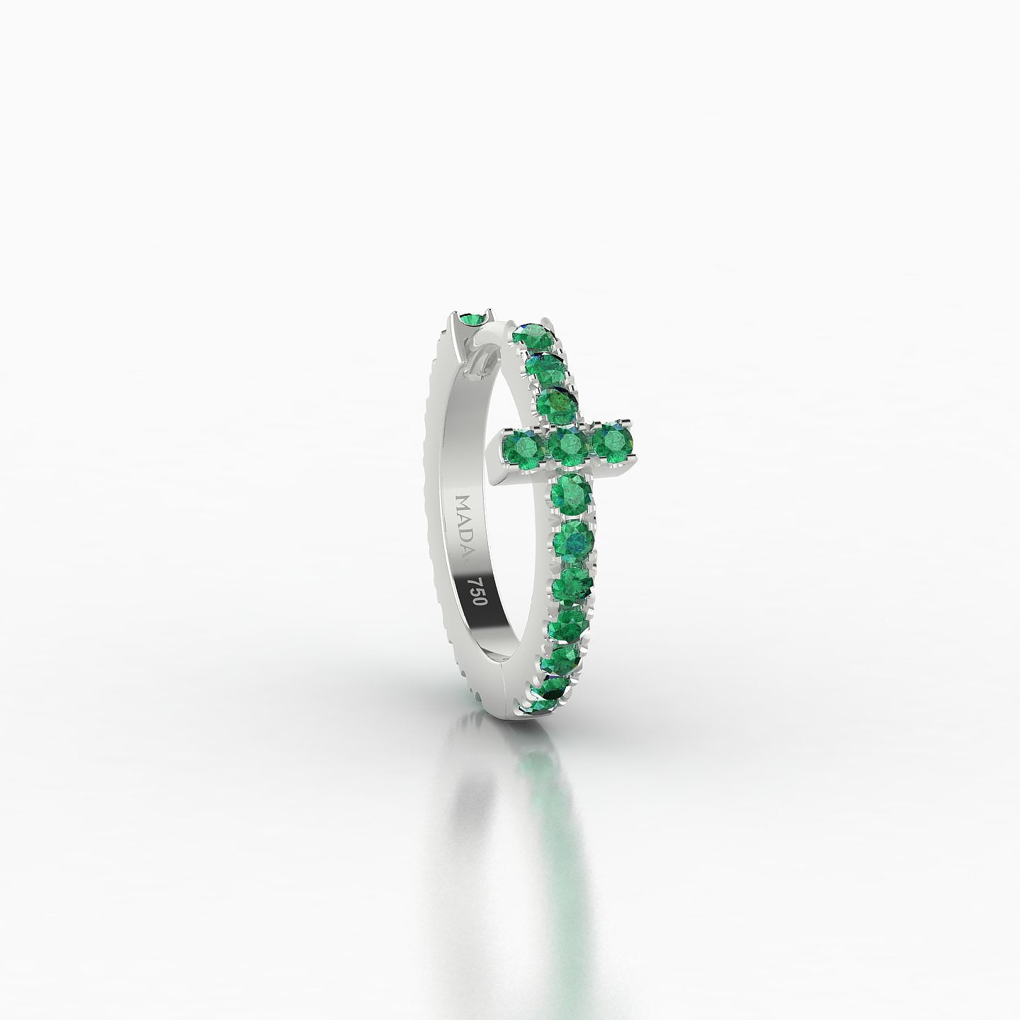 Hecate | 18k White Gold 8 mm Cross Emerald Hoop Piercing