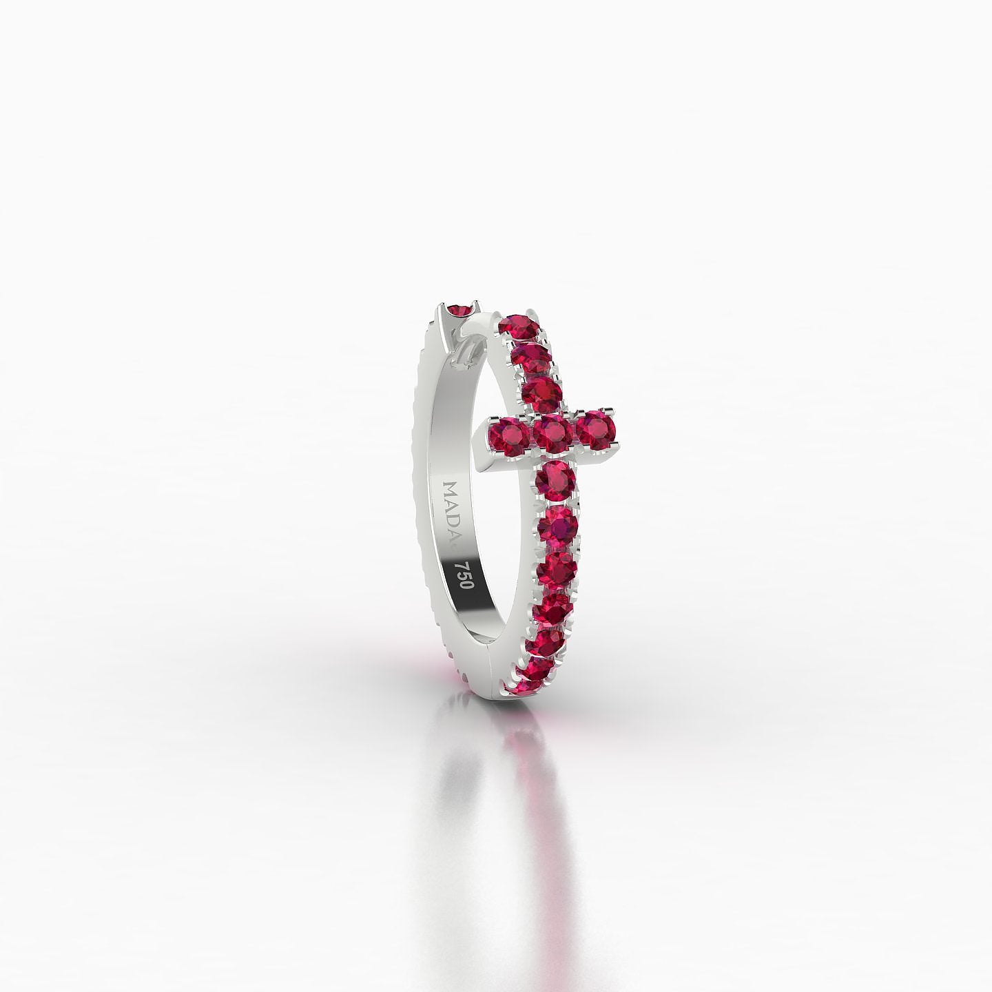 Hecate | 18k White Gold 8 mm Cross Ruby Hoop Piercing