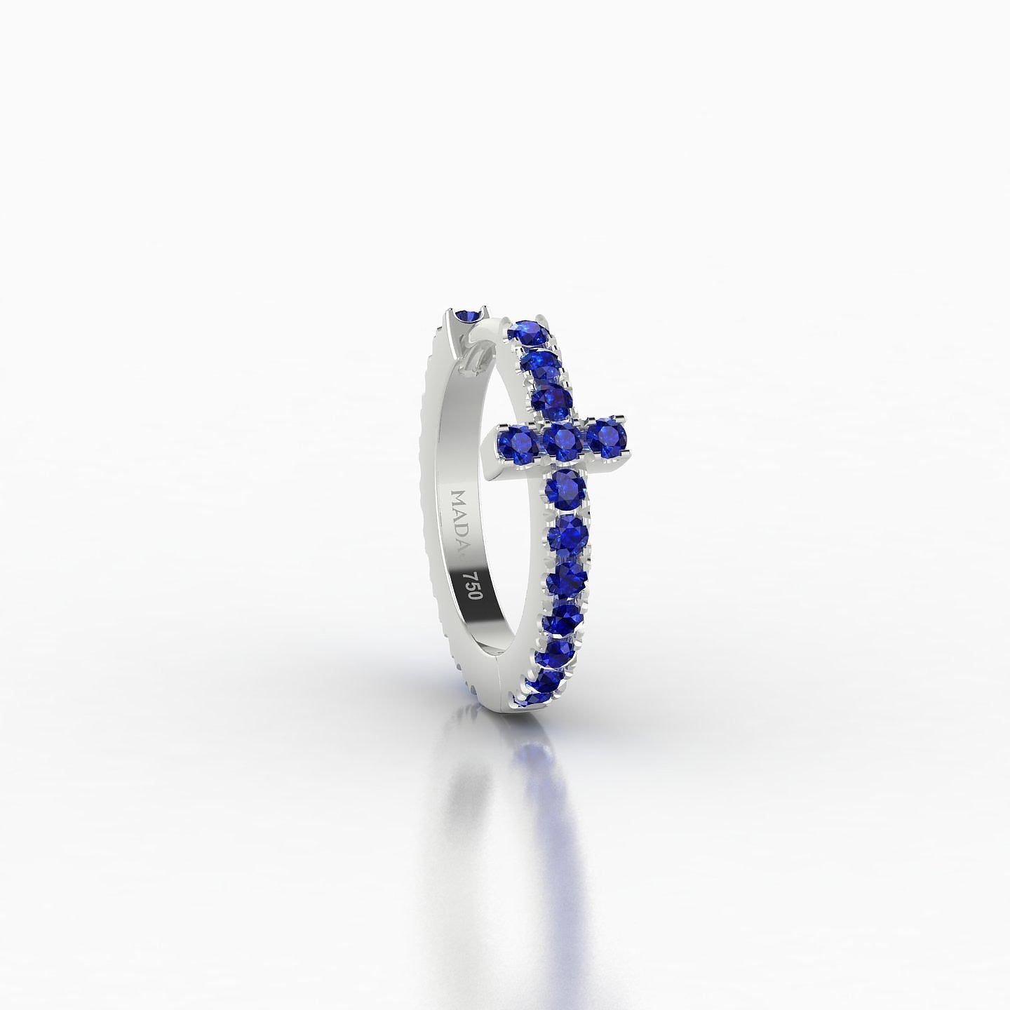 Hecate | 18k White Gold 8 mm Cross Sapphire Hoop Piercing