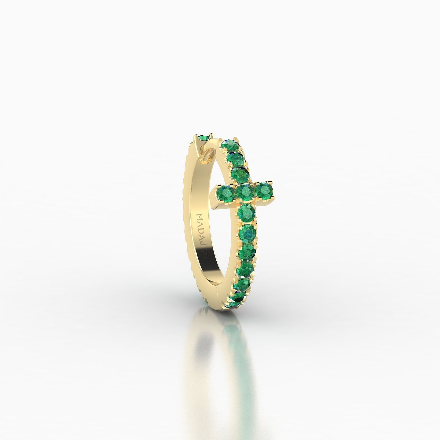 Hecate | 18k Yellow Gold 8 mm Cross Emerald Hoop Piercing