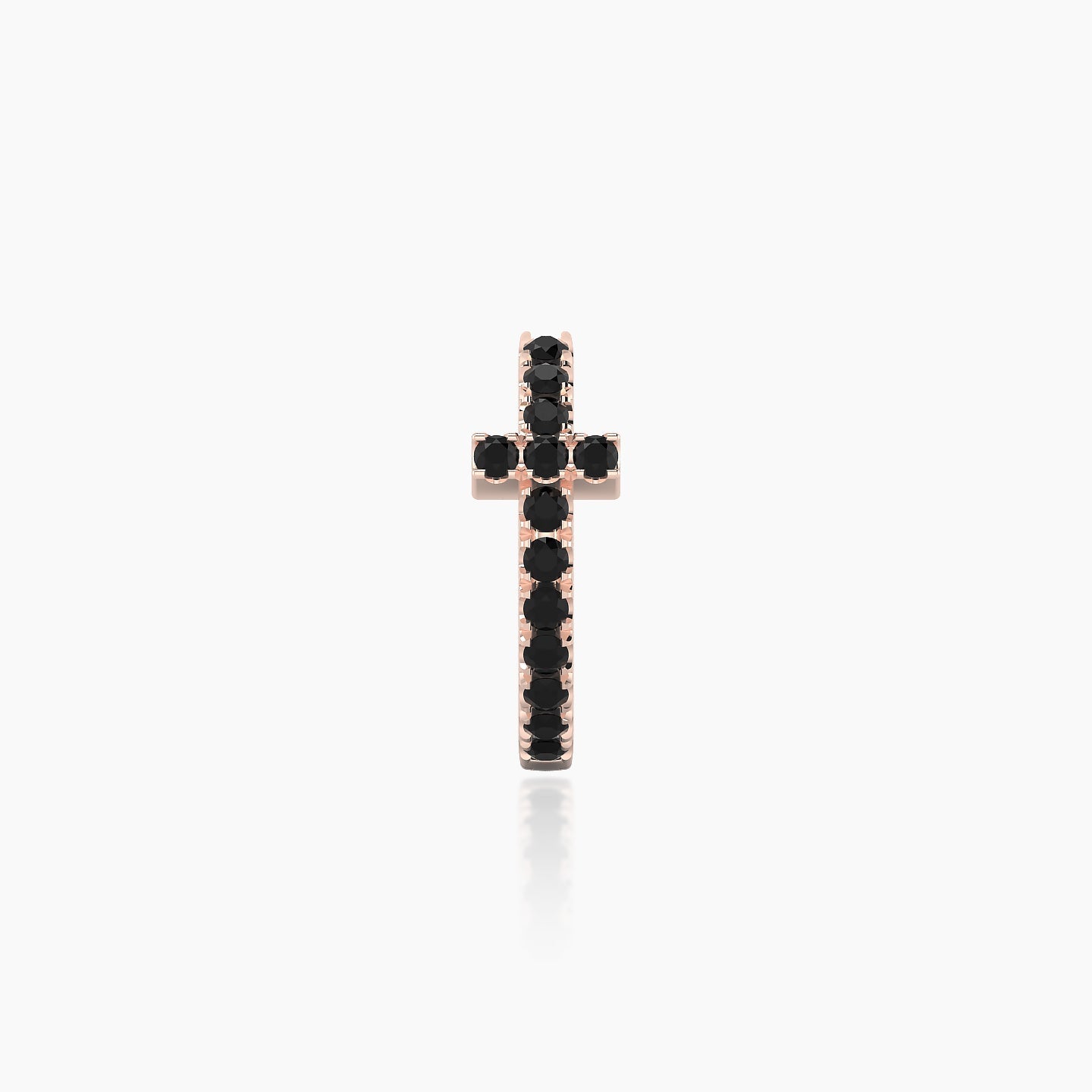 Hecate | 18k Rose Gold 8 mm Cross Black Diamond Hoop Piercing