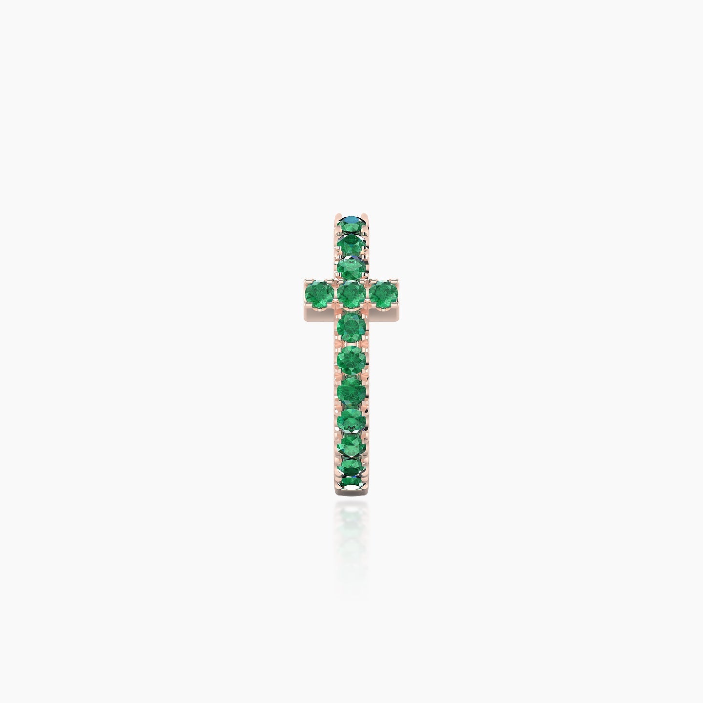 Hecate | 18k Rose Gold 8 mm Cross Emerald Hoop Piercing